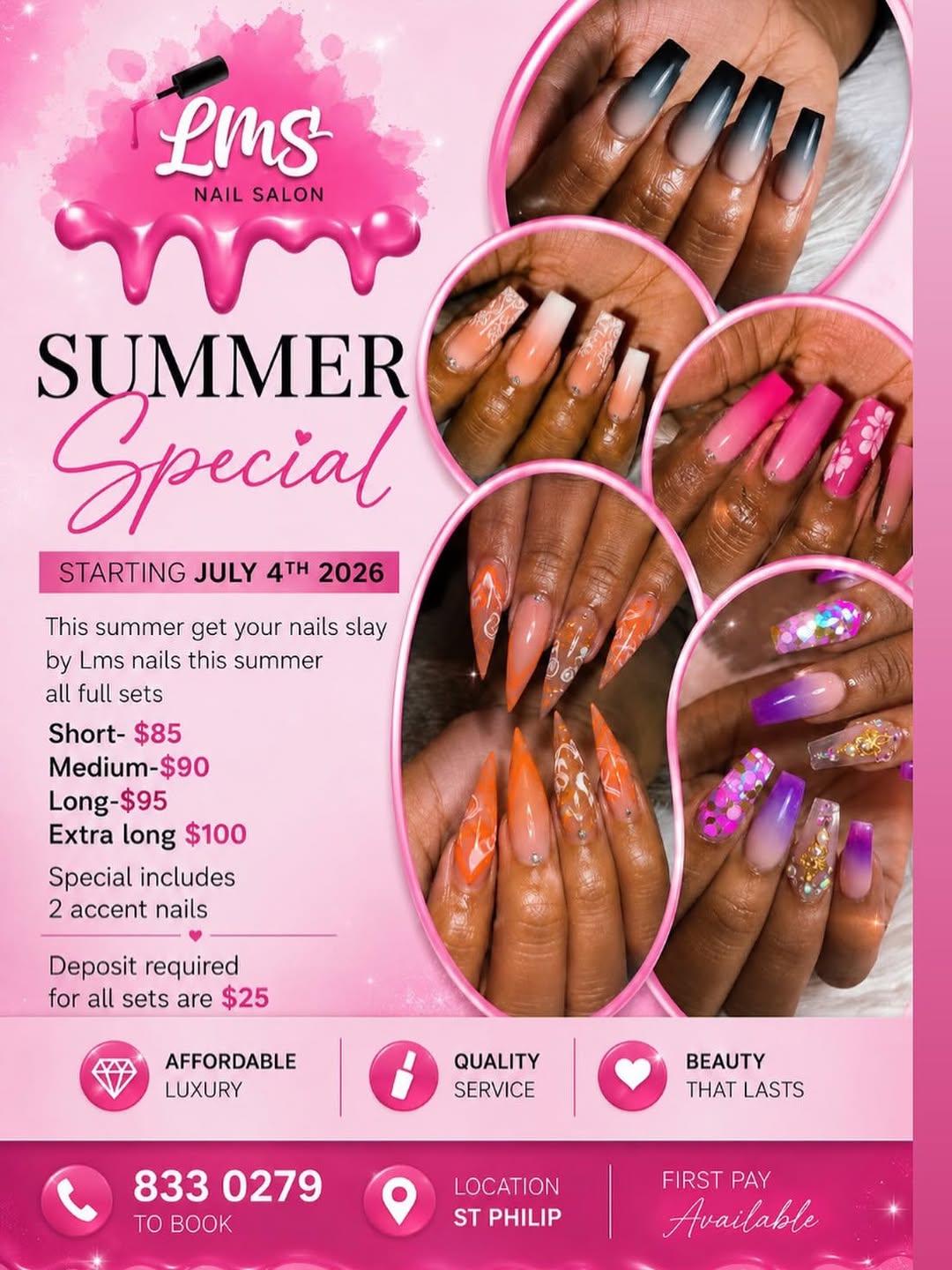 LMS Nail Salon Summer Special – Full Sets from $85