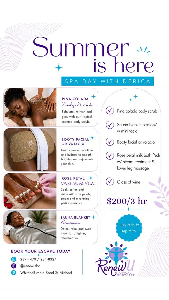 Summer Spa Day with Derica – Full Package for $200/3 hrs
