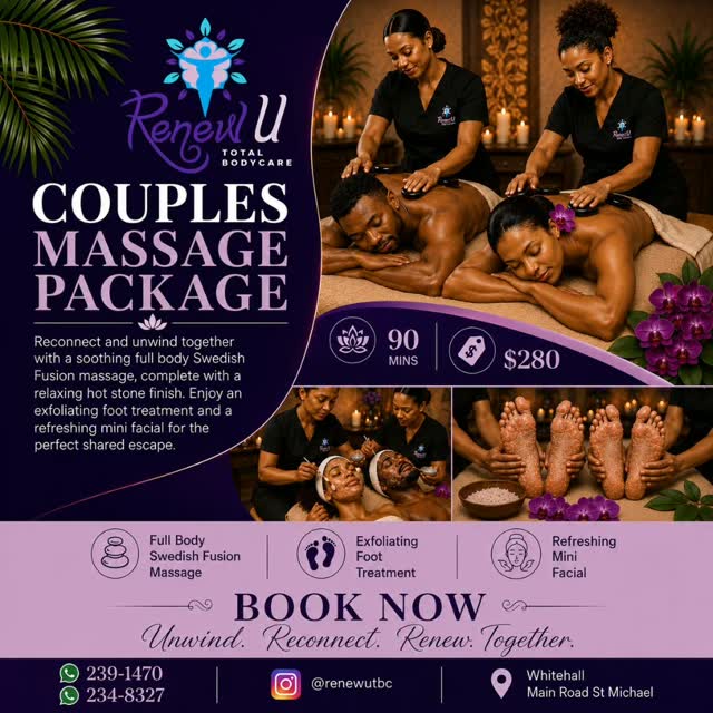 Couples Massage Package – 90 Mins for $280