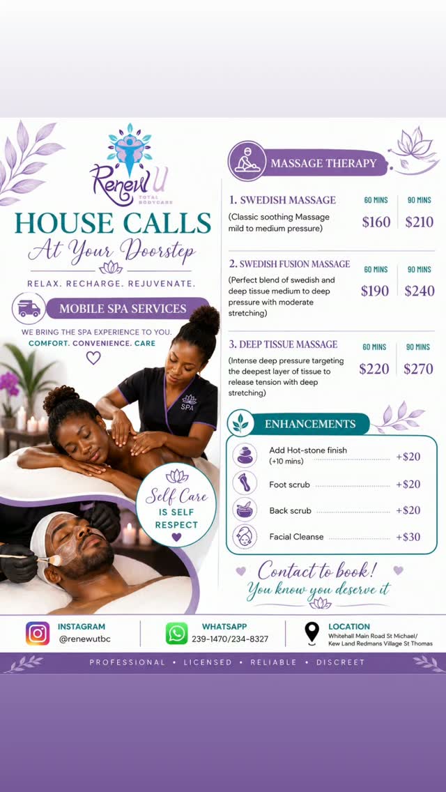 RenewU Mobile Spa – House Calls Massage Therapy Services