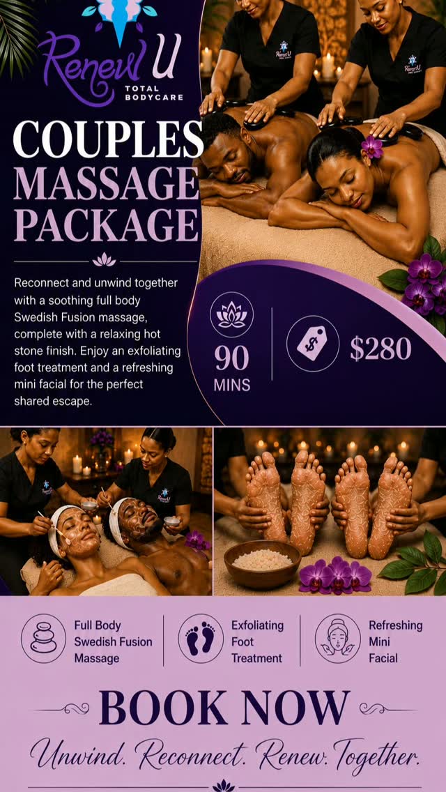 Couples Massage Package – 90 Mins for $280