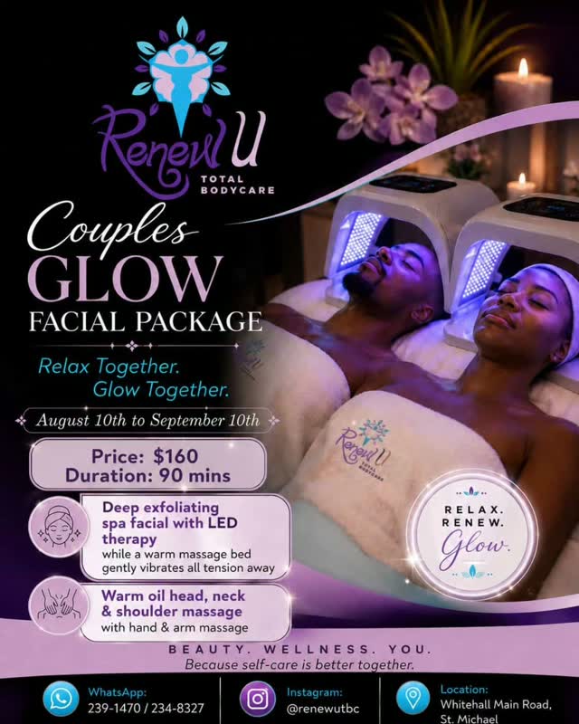 Couples Glow Facial Package – $160 for 90 Mins