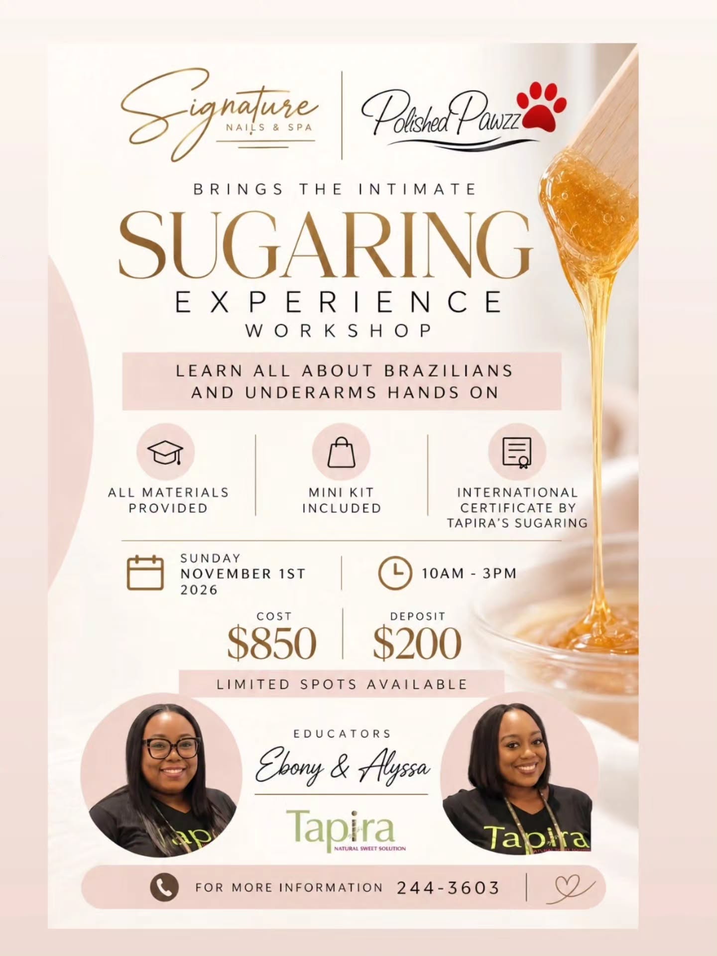 Sugaring Experience Workshop – Hands-On Brazilians & Underarms Training