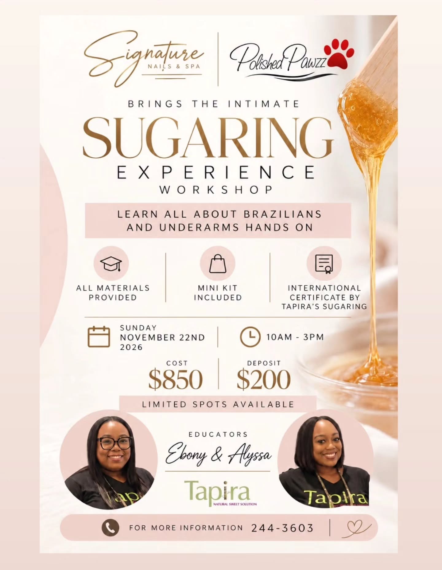 Sugaring Experience Workshop with Tapira – Nov 22