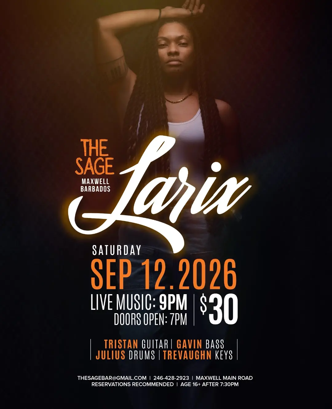 Larix Live at The Sage – Saturday Sep 12, 2026