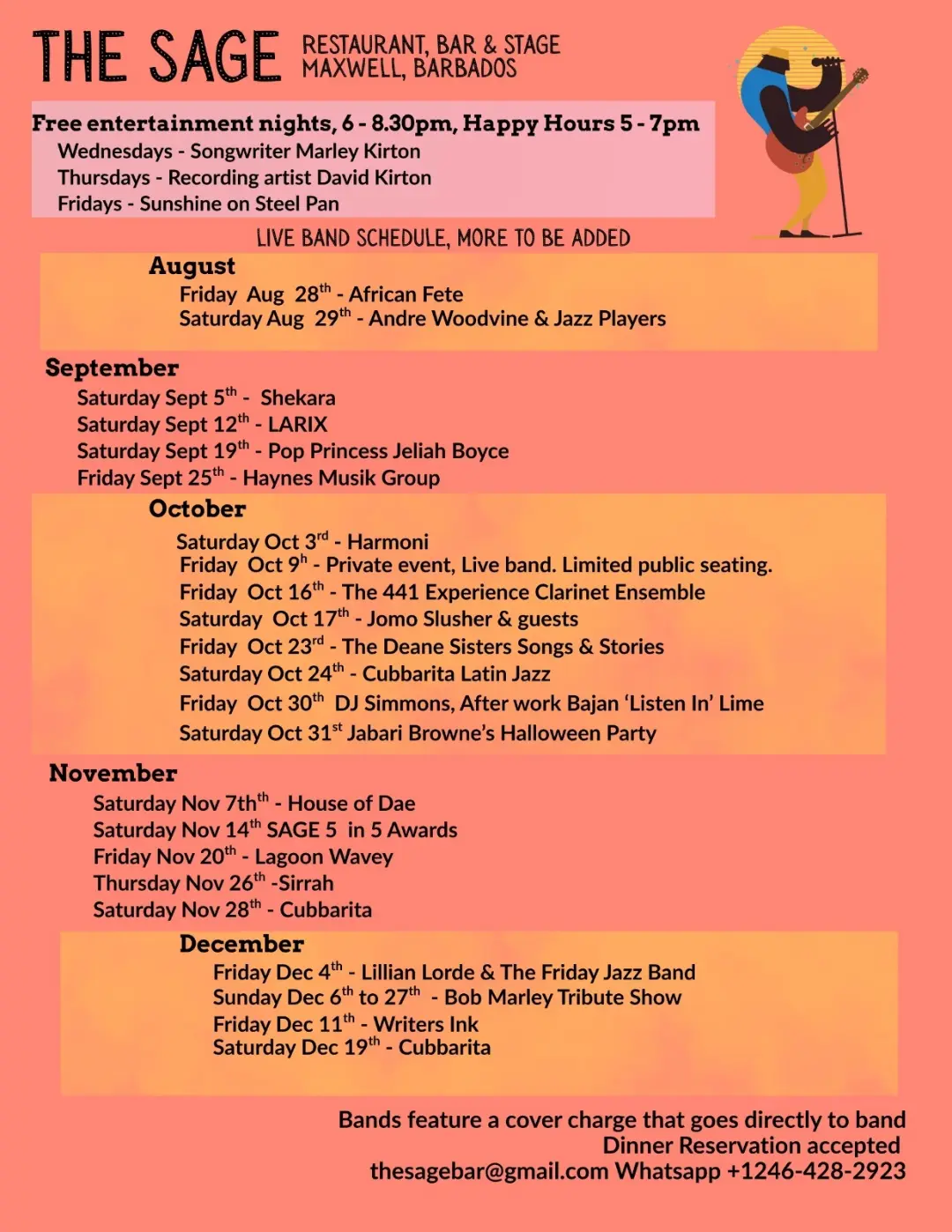 The Sage Live Entertainment Schedule – Weekly Free Nights & Live Band Series