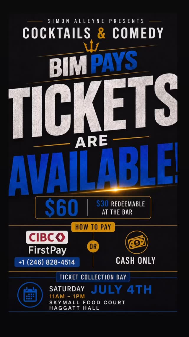 Cocktails & Comedy: Bim Pays – Event Tickets Available at $60 BBD