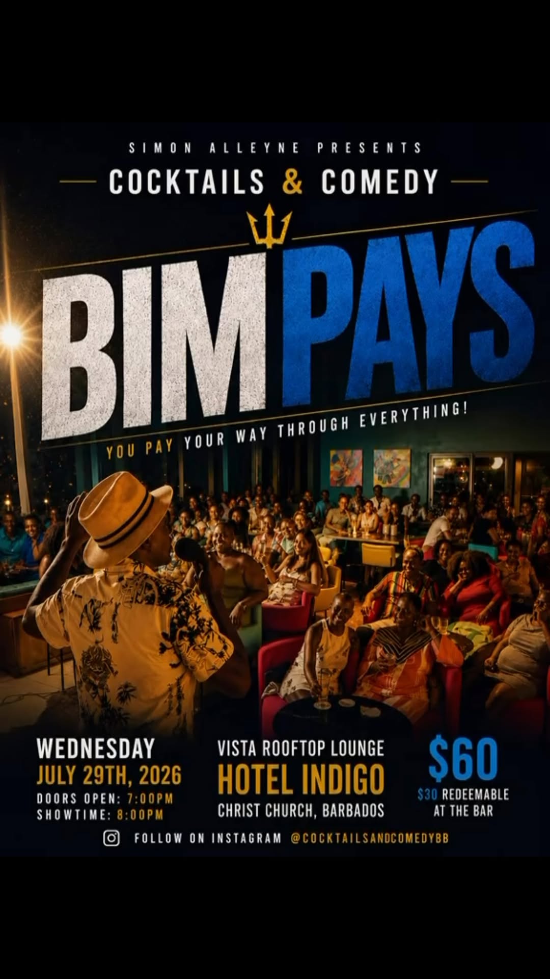Cocktails & Comedy: BIM PAYS – Live Comedy Night at Hotel Indigo Rooftop