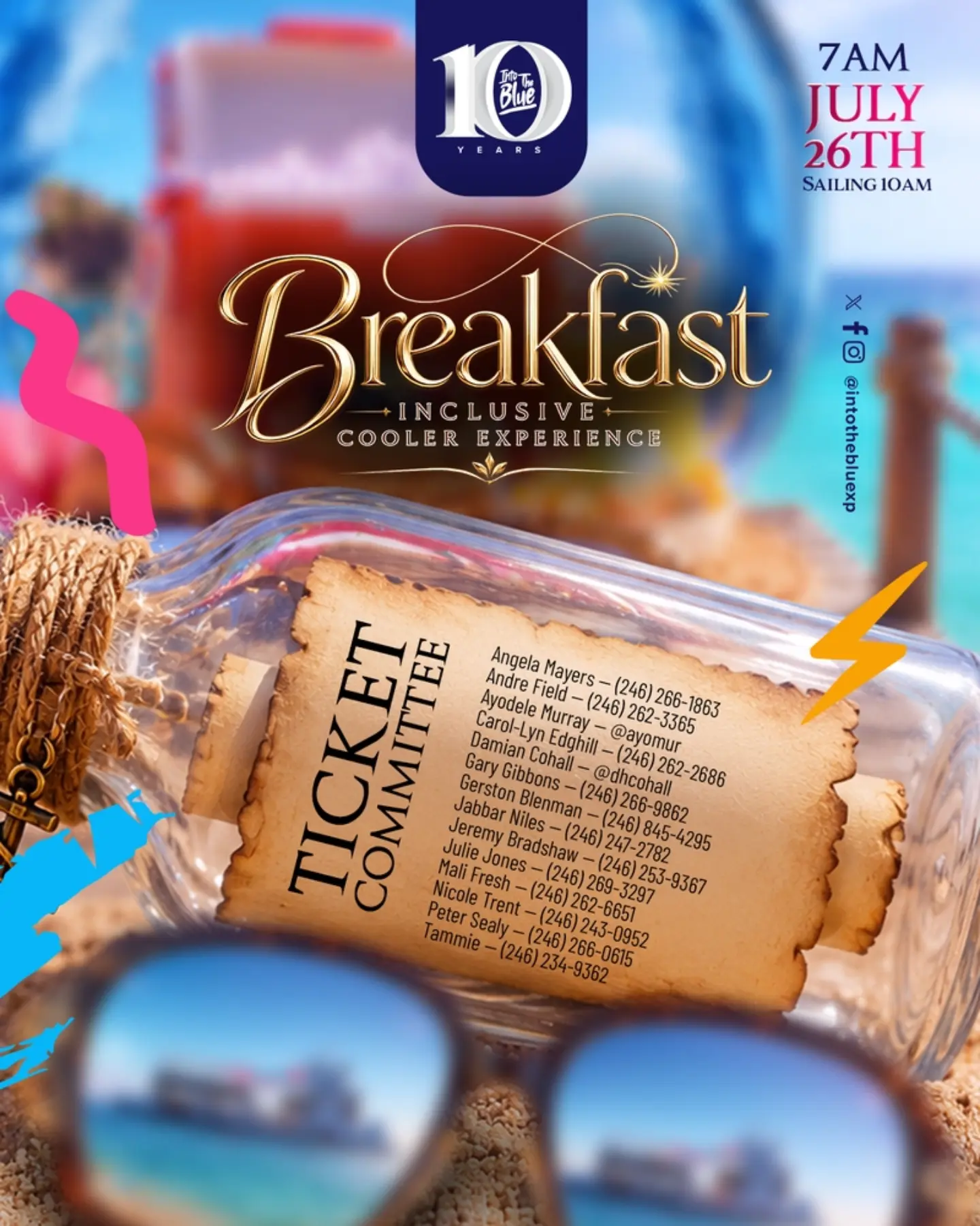 Into The Blue 10th Anniversary – Breakfast Inclusive Cooler Cruise | Tier 2 Tickets BBD$150