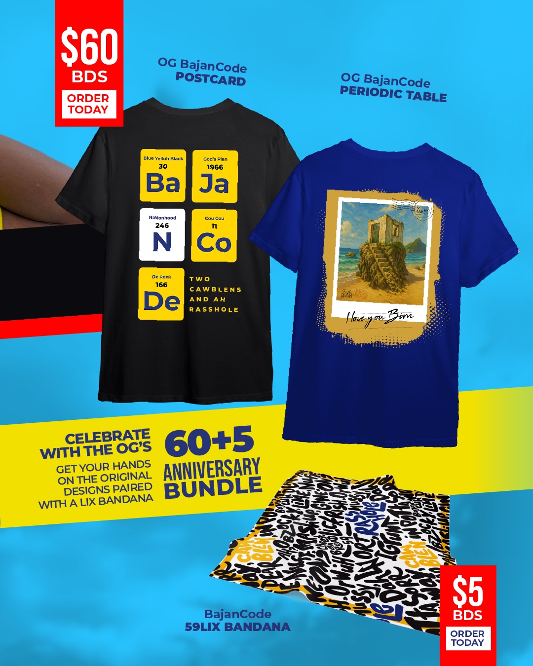 60+5 Anniversary Bundle – Save $40 on OG BajanCode Tee + 59LIX Bandana