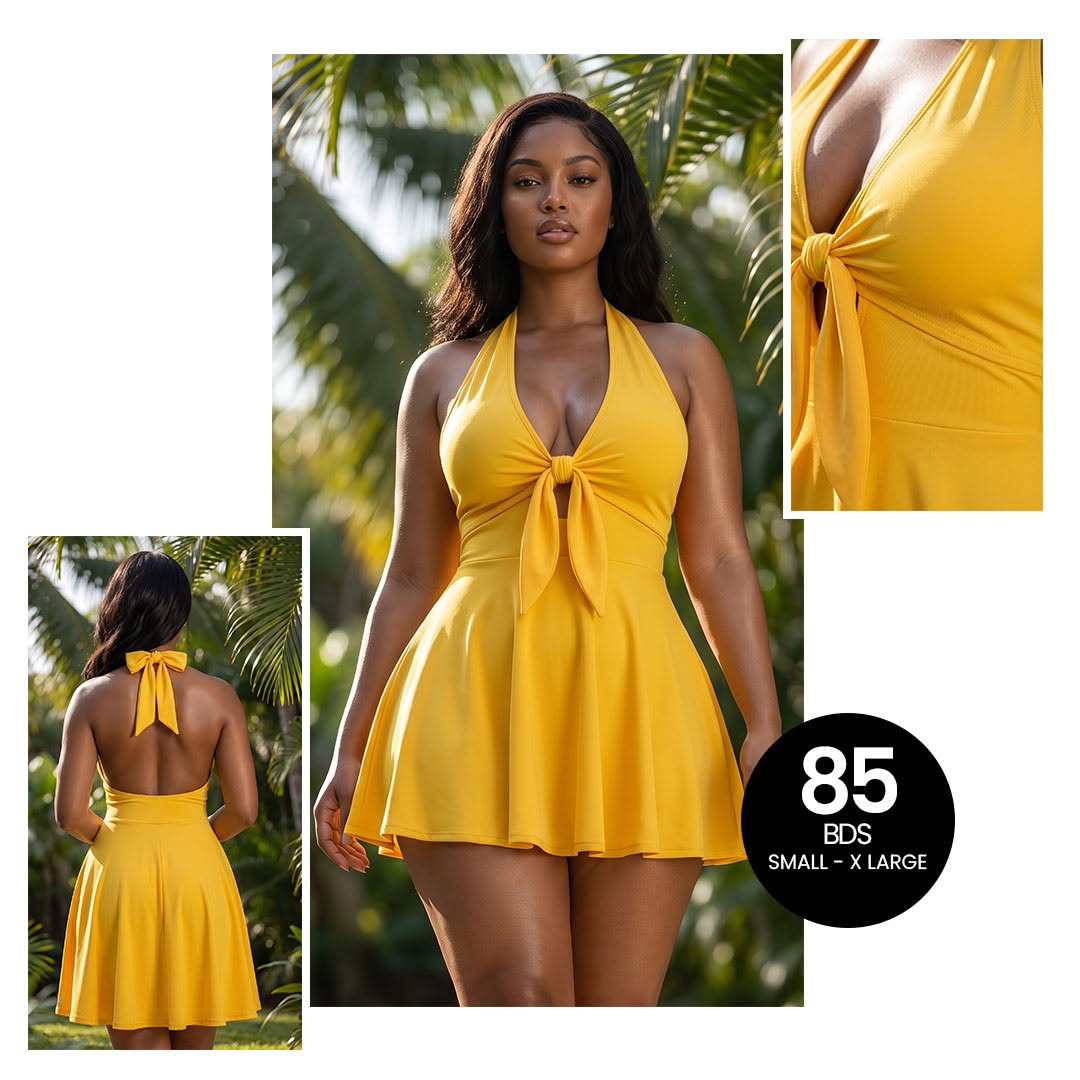 Yellow Halter Dress – $85 BDS | Sizes S–XL
