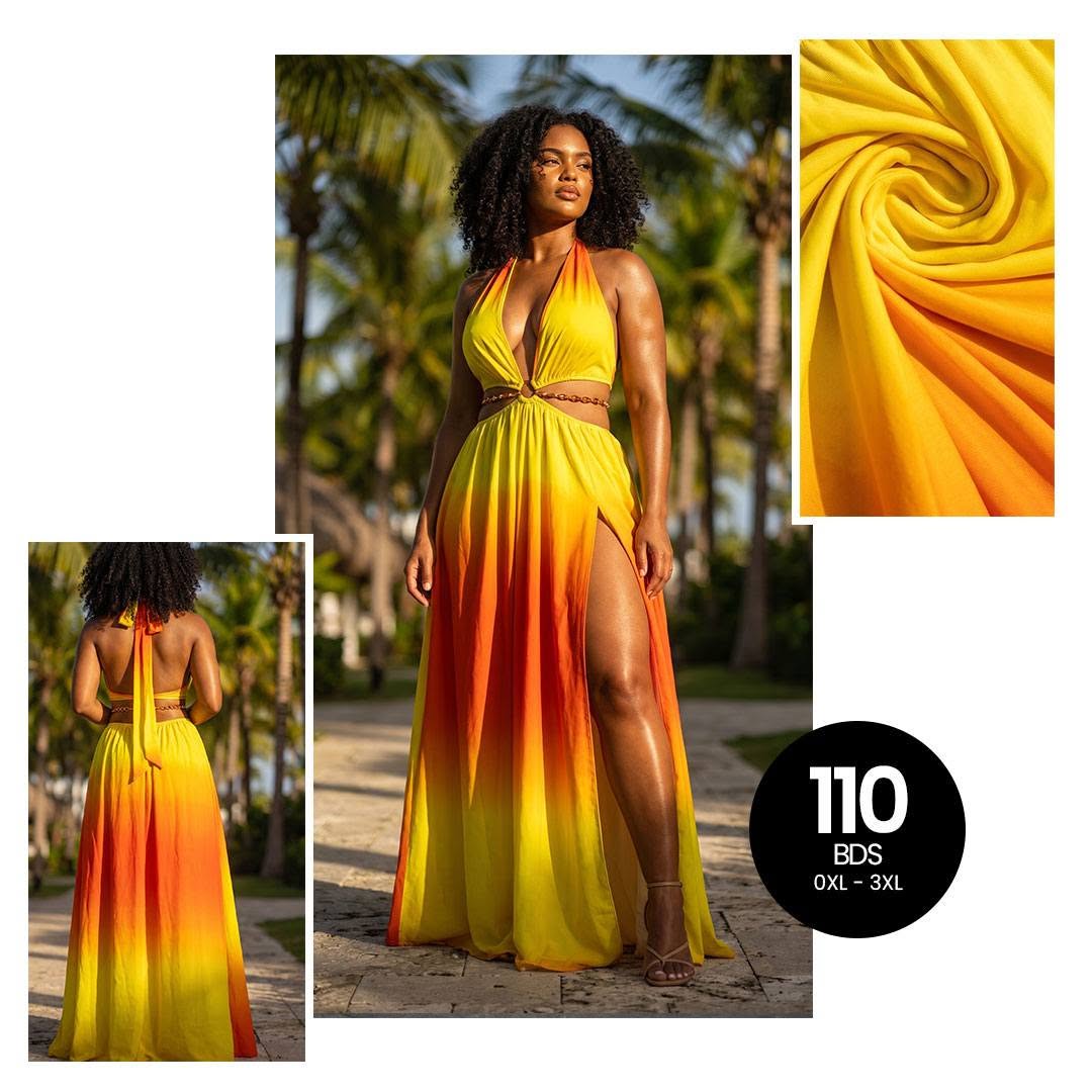 Sunset Glow Maxi Dress – $110 BDS (Sizes 0XL–3XL)