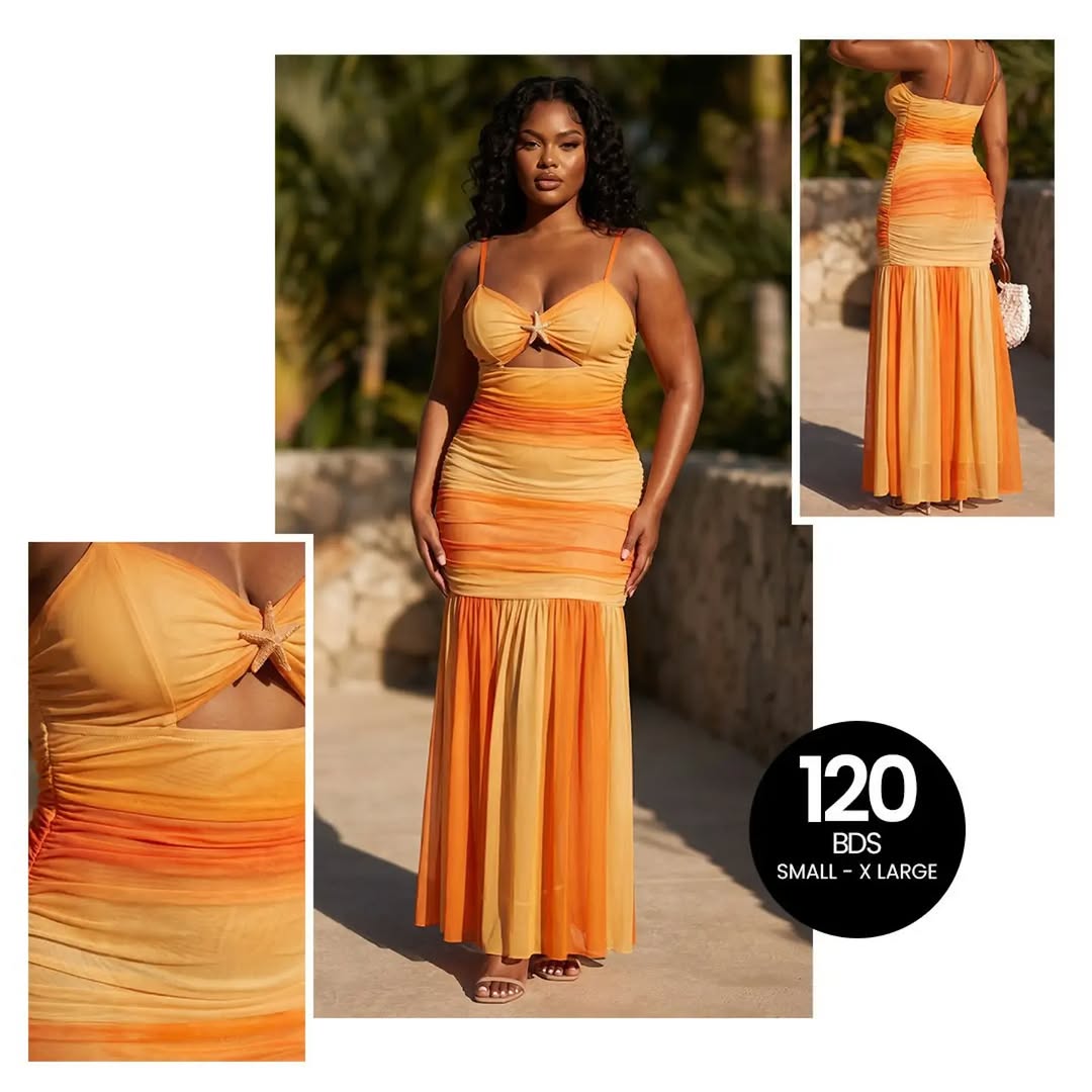 Orange Ombre Maxi Dress – BDS $120 (Small to X-Large)