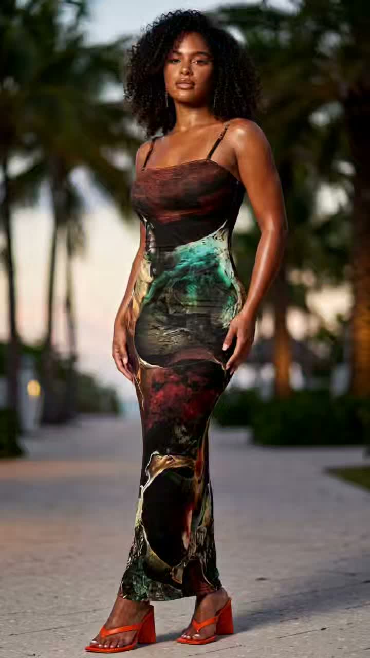 Printed Bodycon Maxi Dress – $50 at The FABS Store