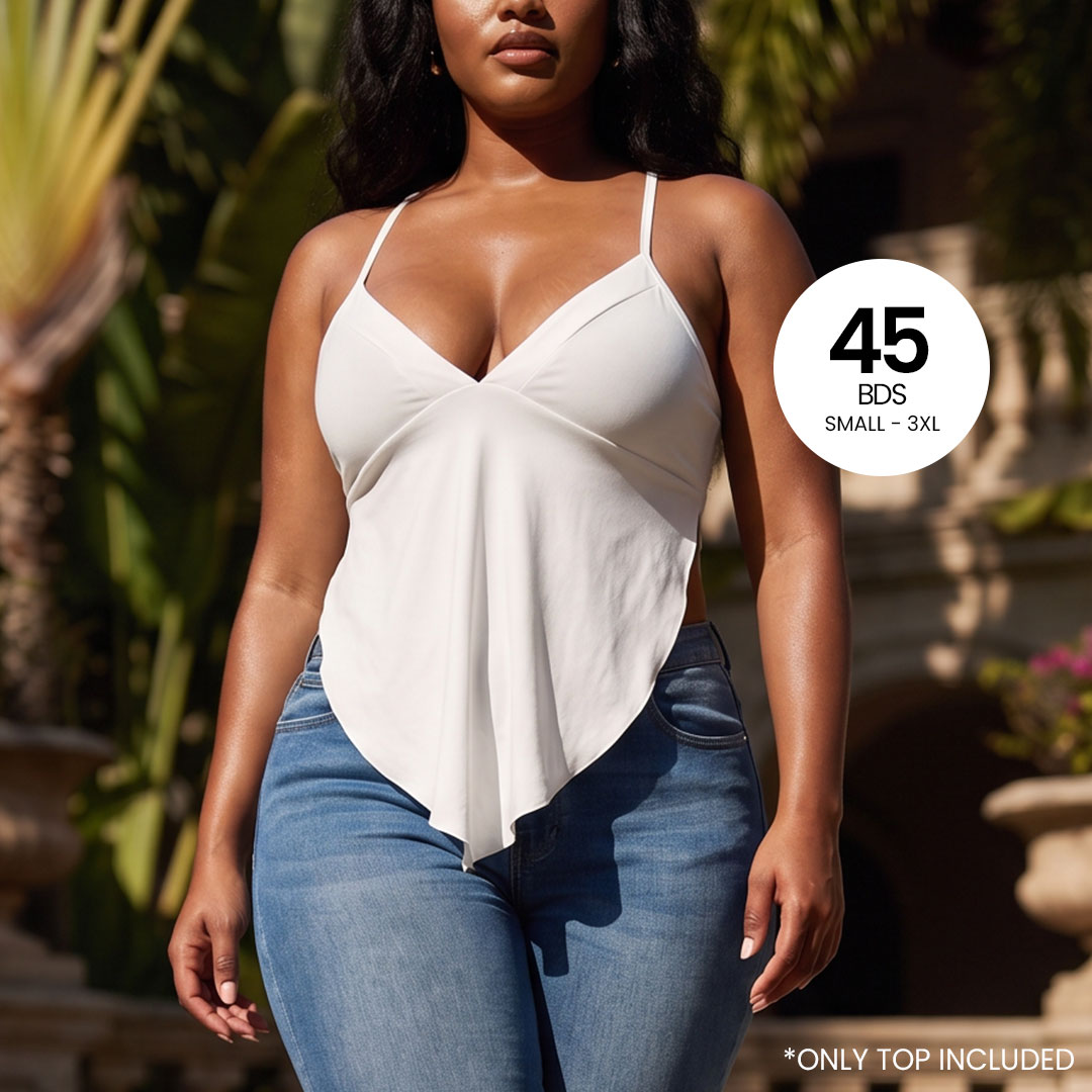 Asymmetric Lace-Up Back Cami Top – 45 BDS (Sizes S–3X)