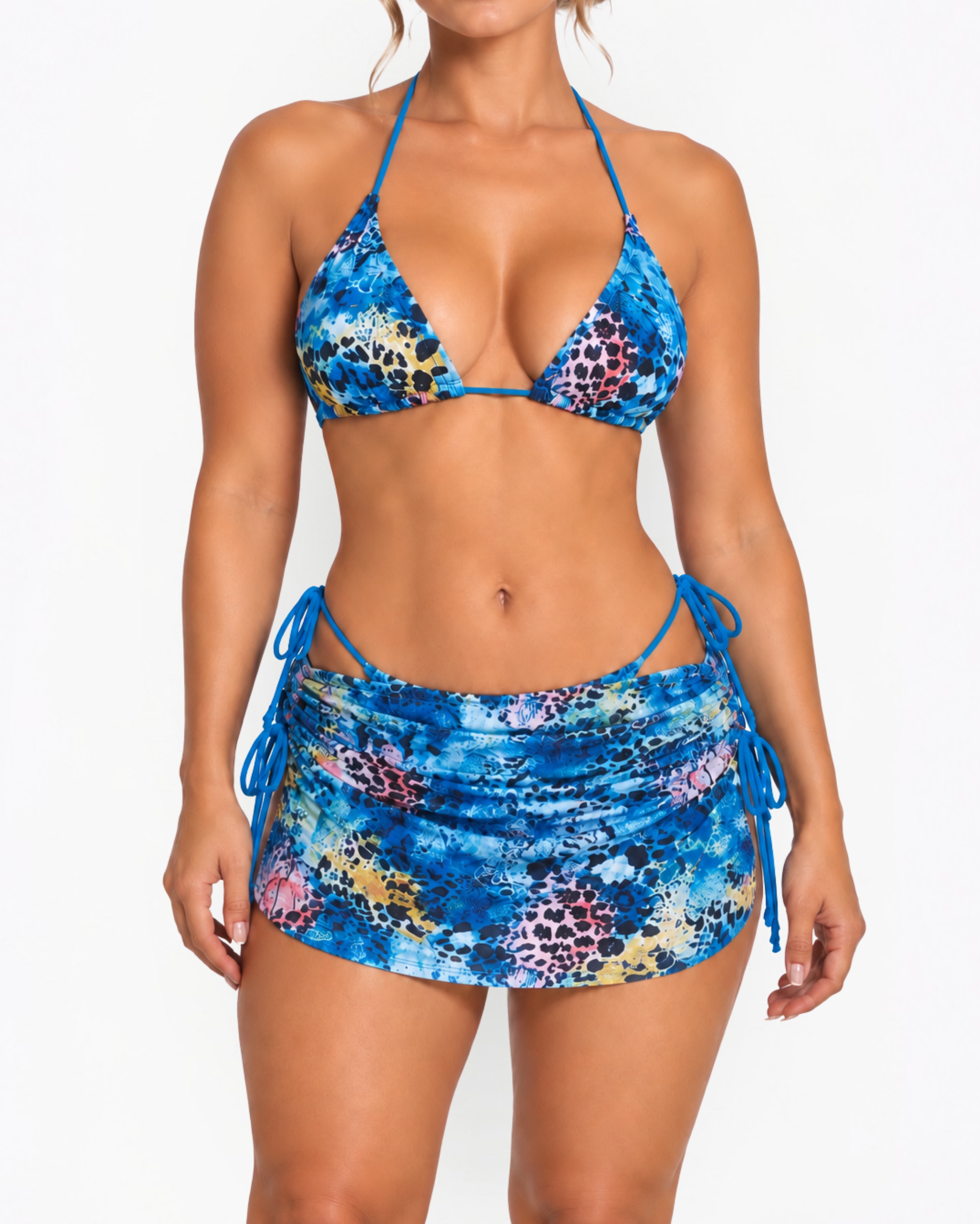 Blue Animal Print 3-Piece Swimwear Set – $70 BDS