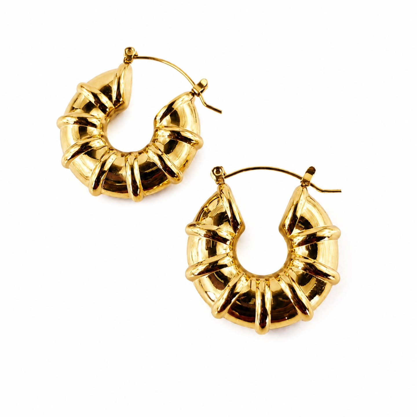 Thick Stainless Steel Hoop Earrings – $40
