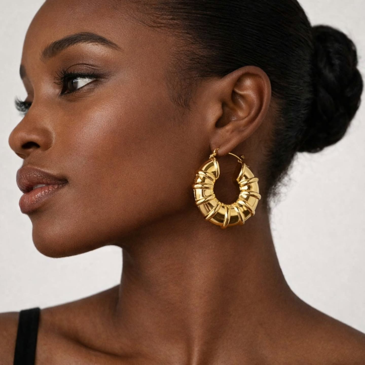 Thick Stainless Steel Hoop Earrings – $40