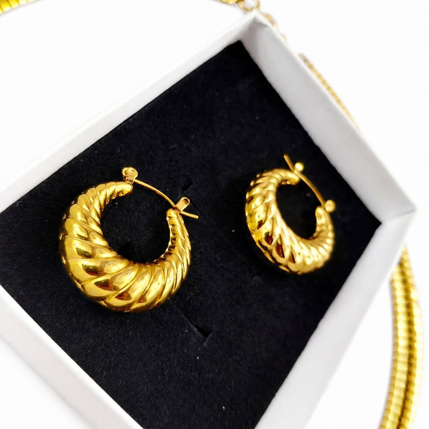 Twisted Textured Stainless Steel Hoops – $40