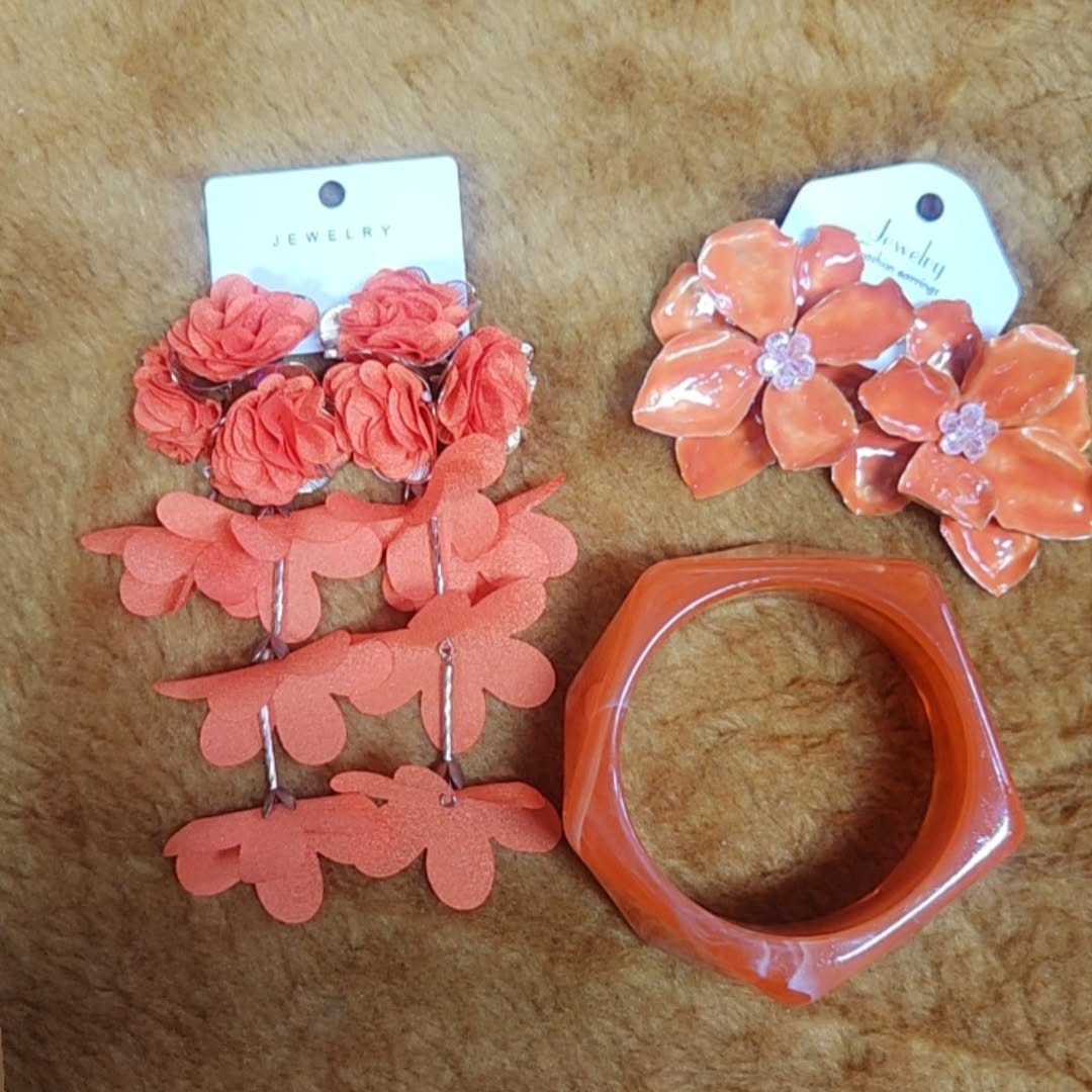 Coral Jewellery Set – Bangle $20, Earrings from $20