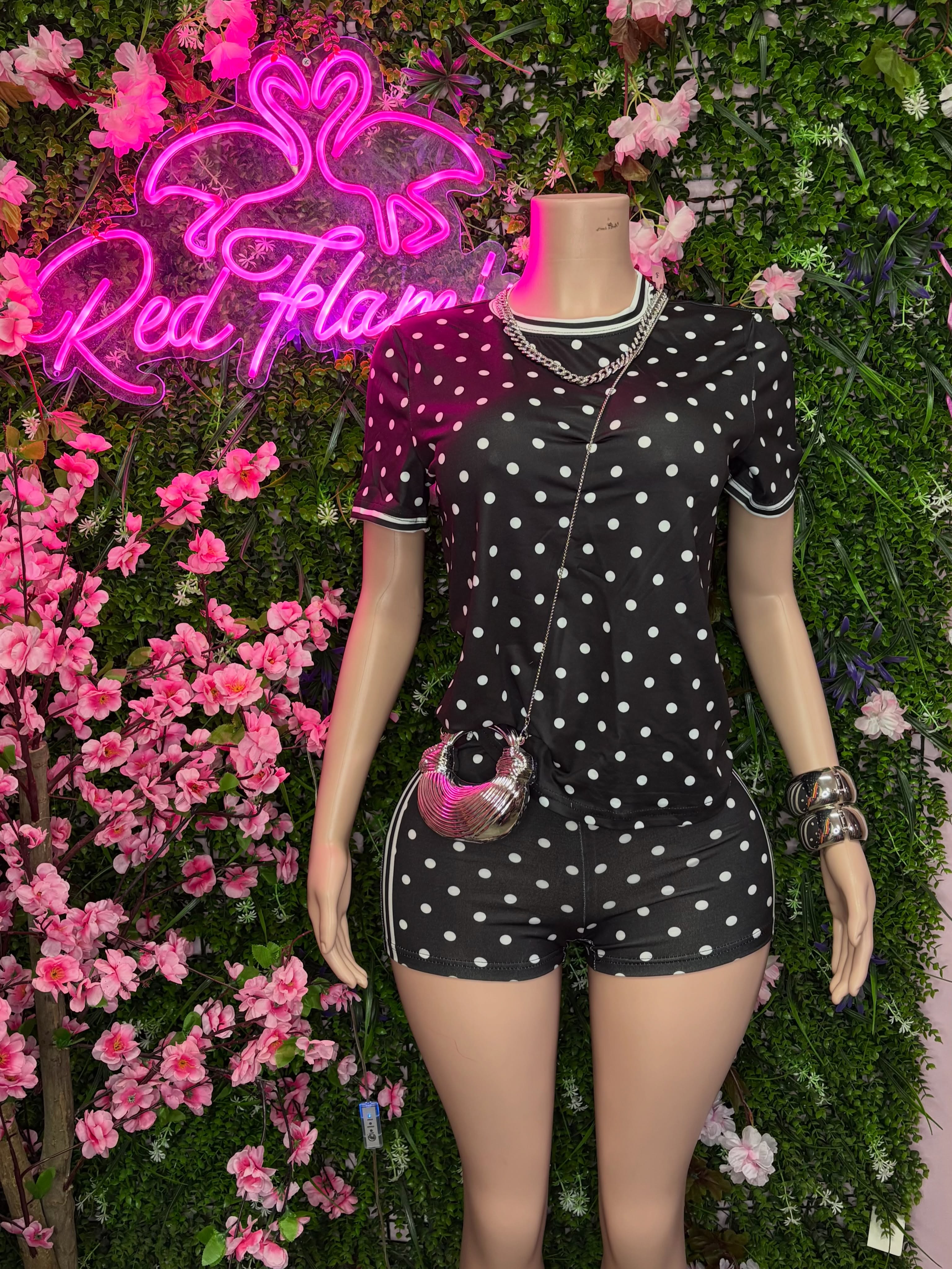 Georgina Two Piece Polkadot Shorts Set – $75