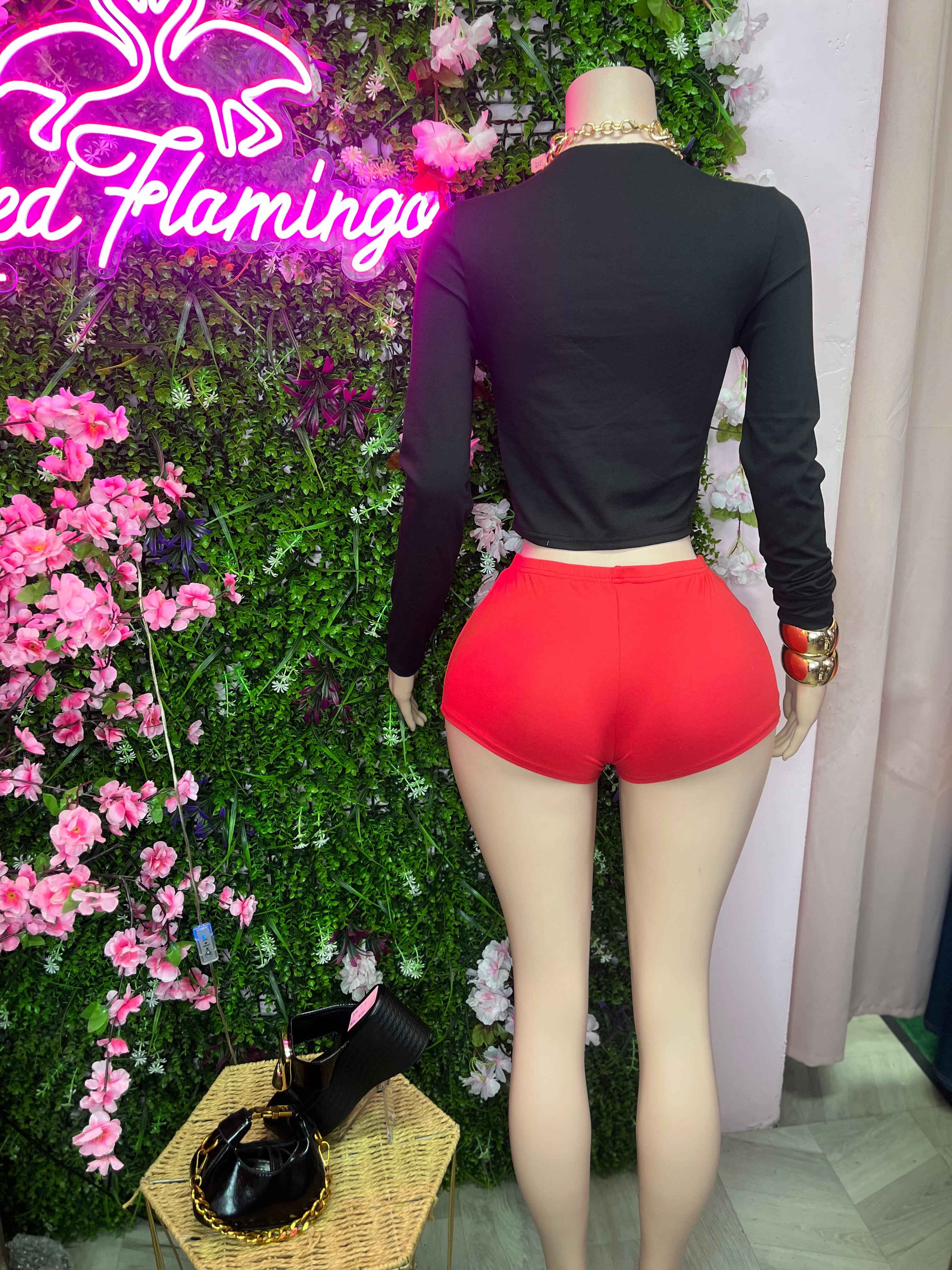 Solace Black & Red RichGrl Shorts Set – $90