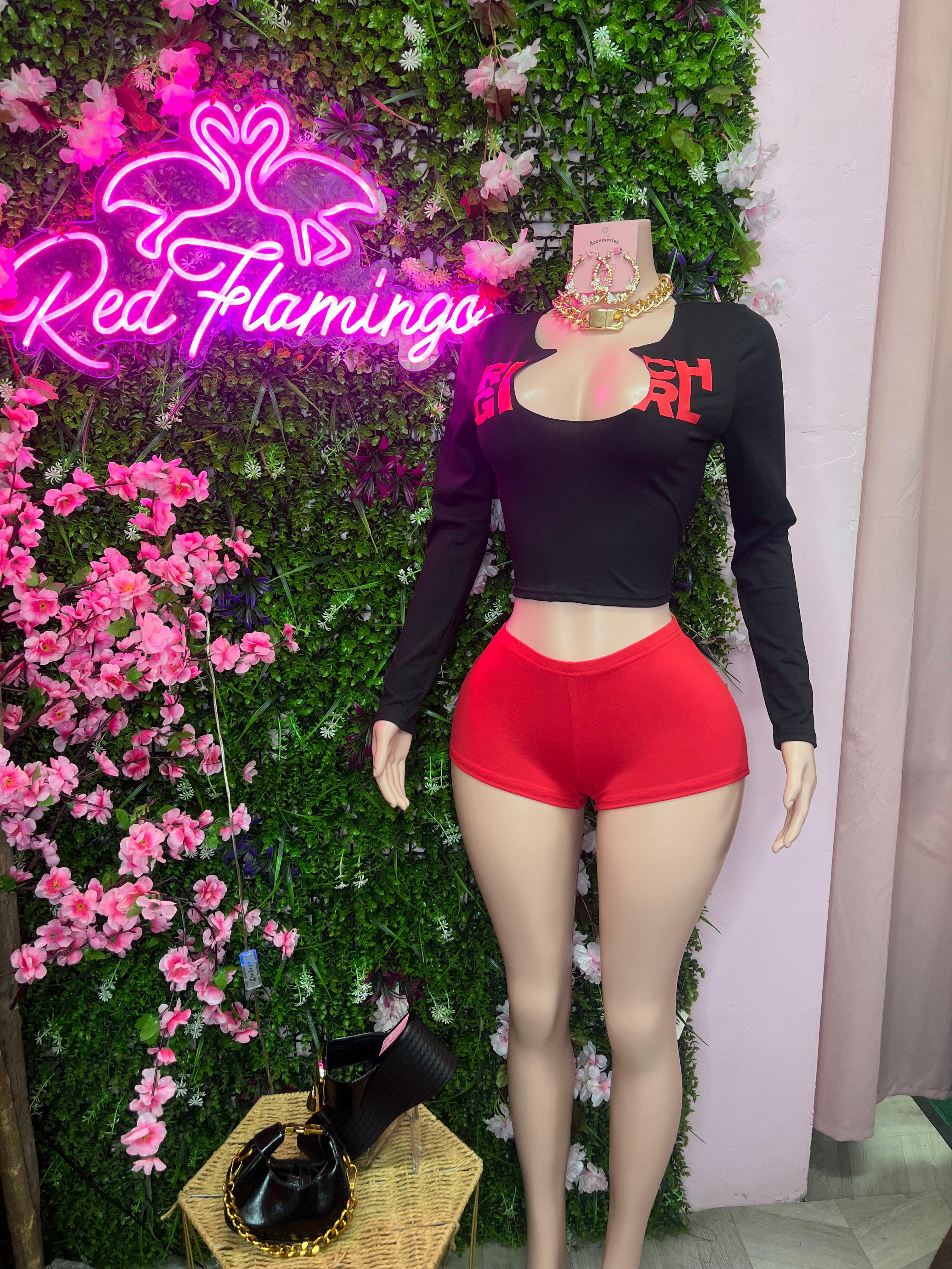 Solace Black & Red RichGrl Shorts Set – $90