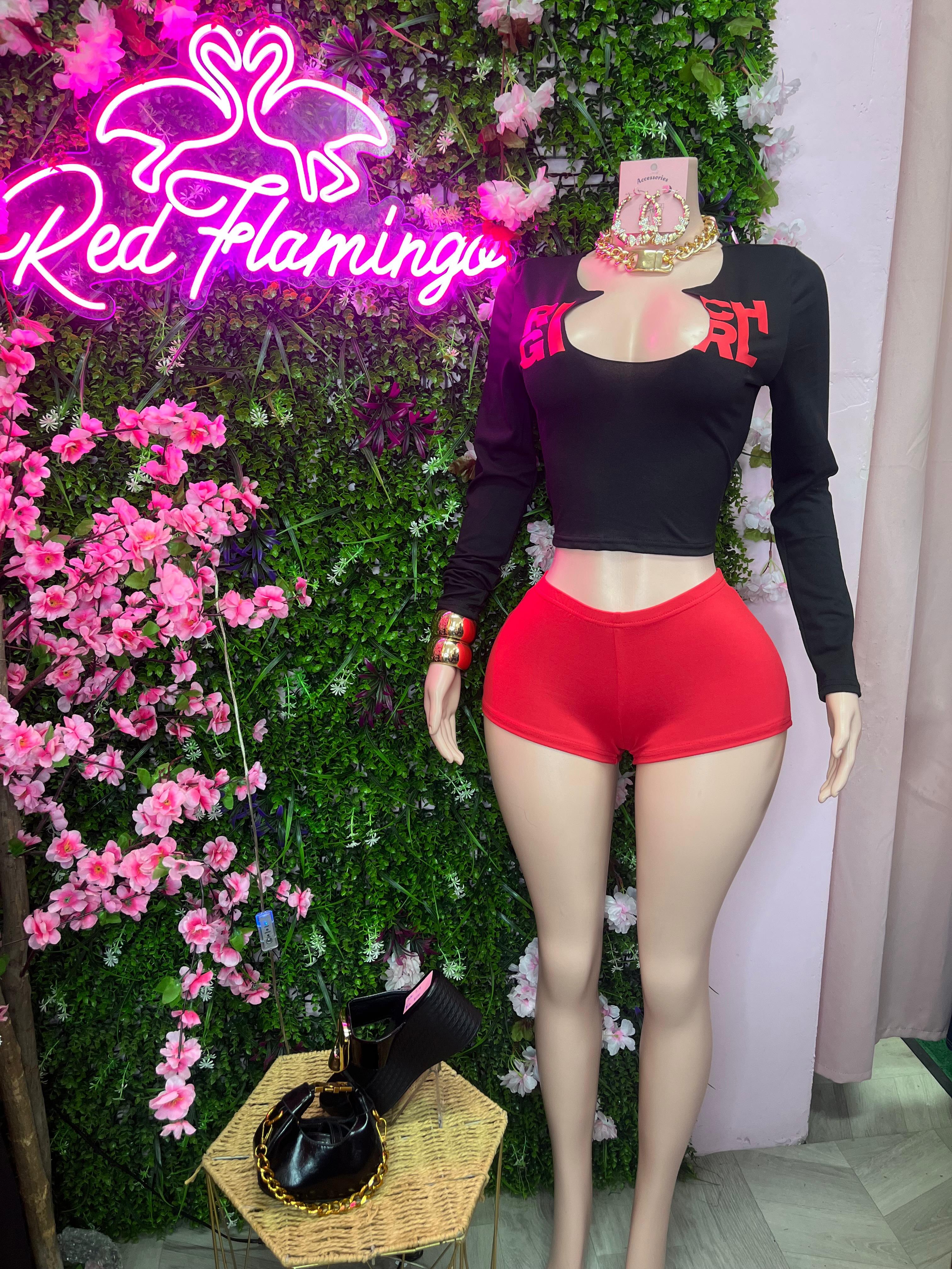 Solace Black & Red RichGrl Shorts Set – $90