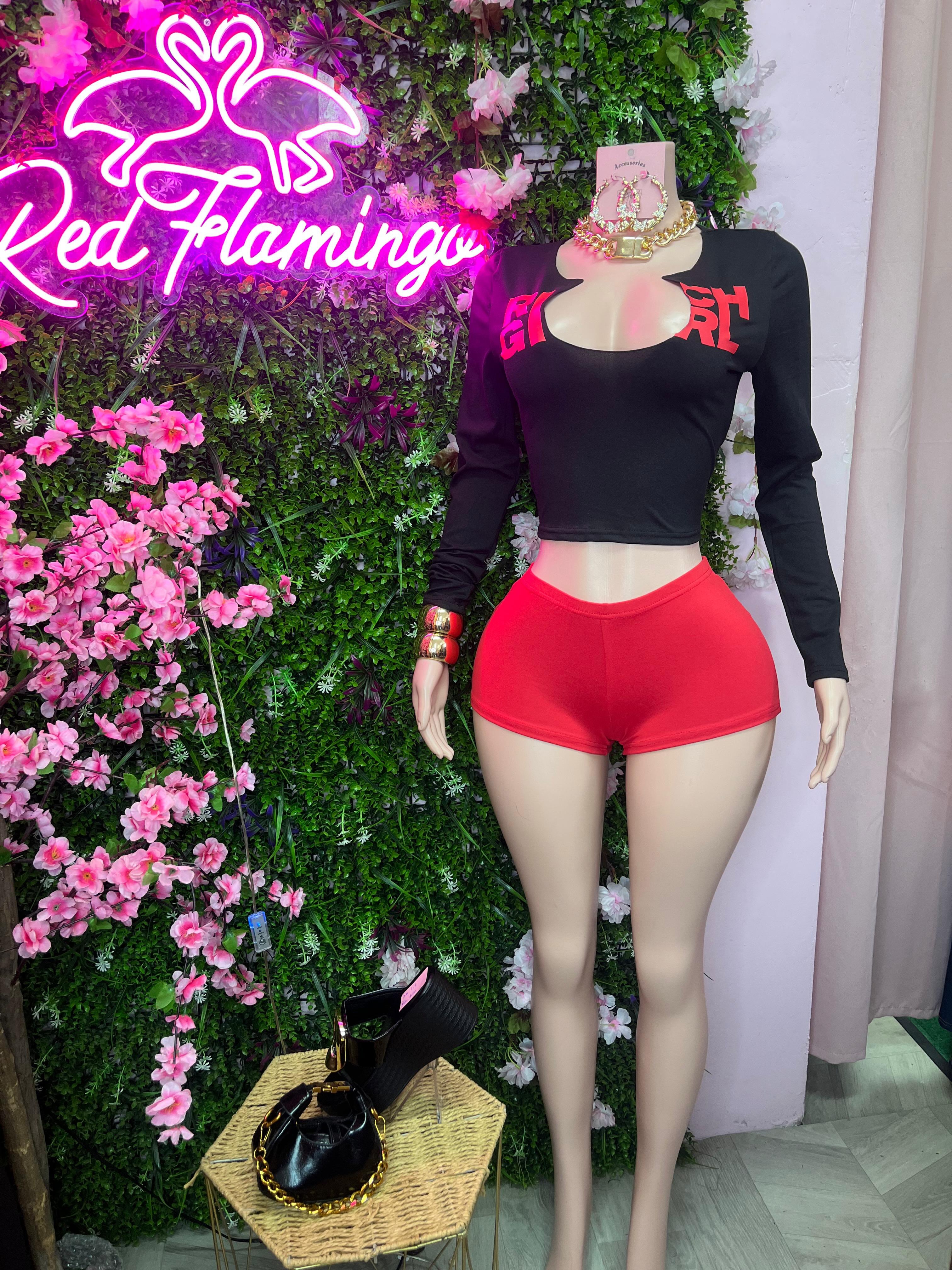 Solace Black & Red RichGrl Shorts Set – $90