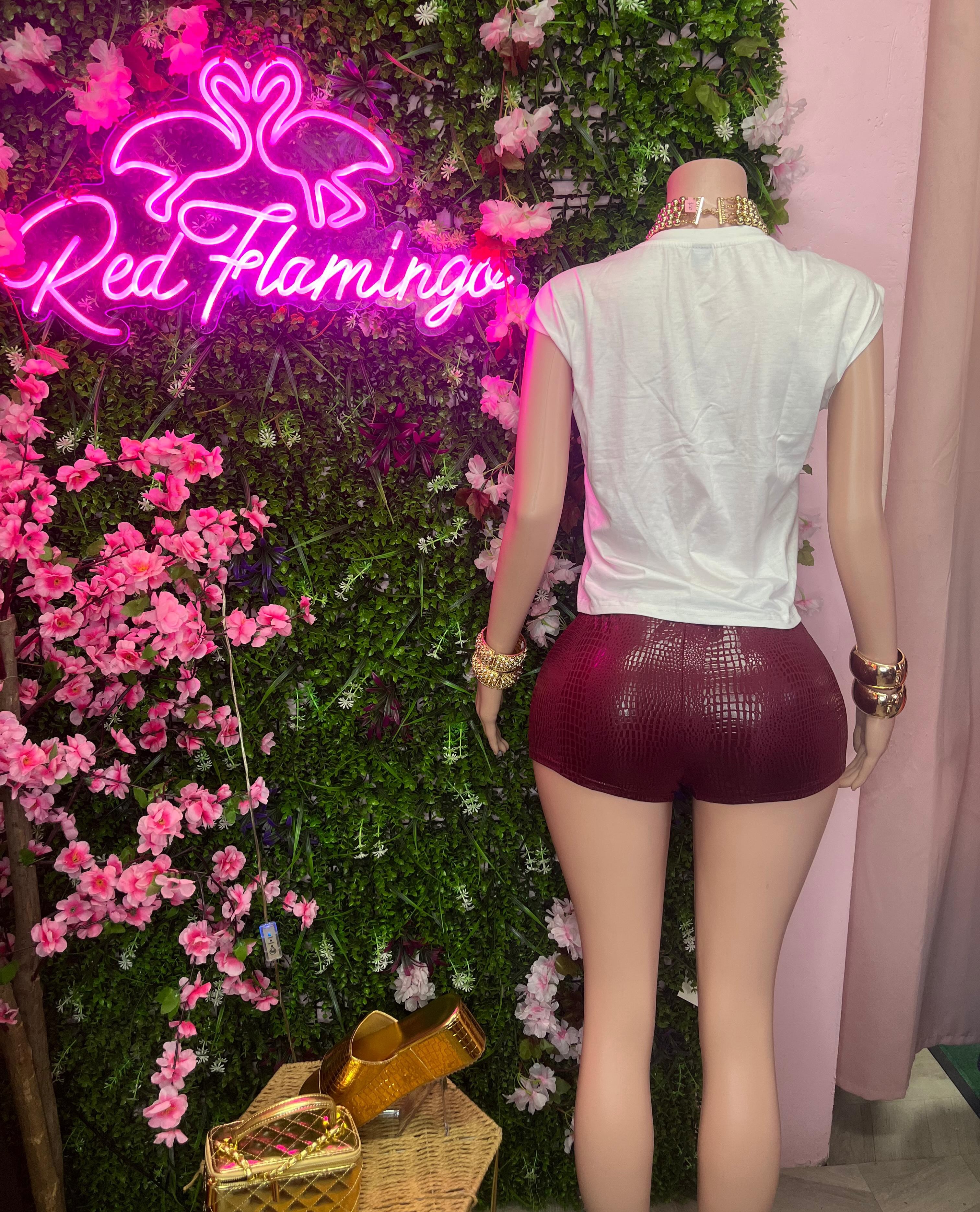 Dakota Burgundy Grills Leather Shorts Set – $85