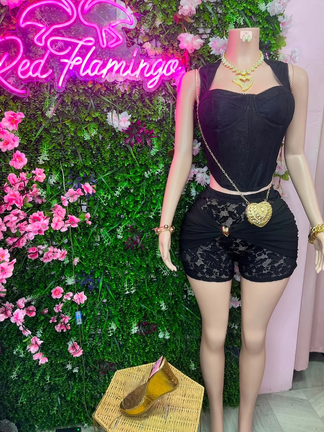 Astria Lace Corset & Becca Lace Tights – $75 Each at Red Flamingo