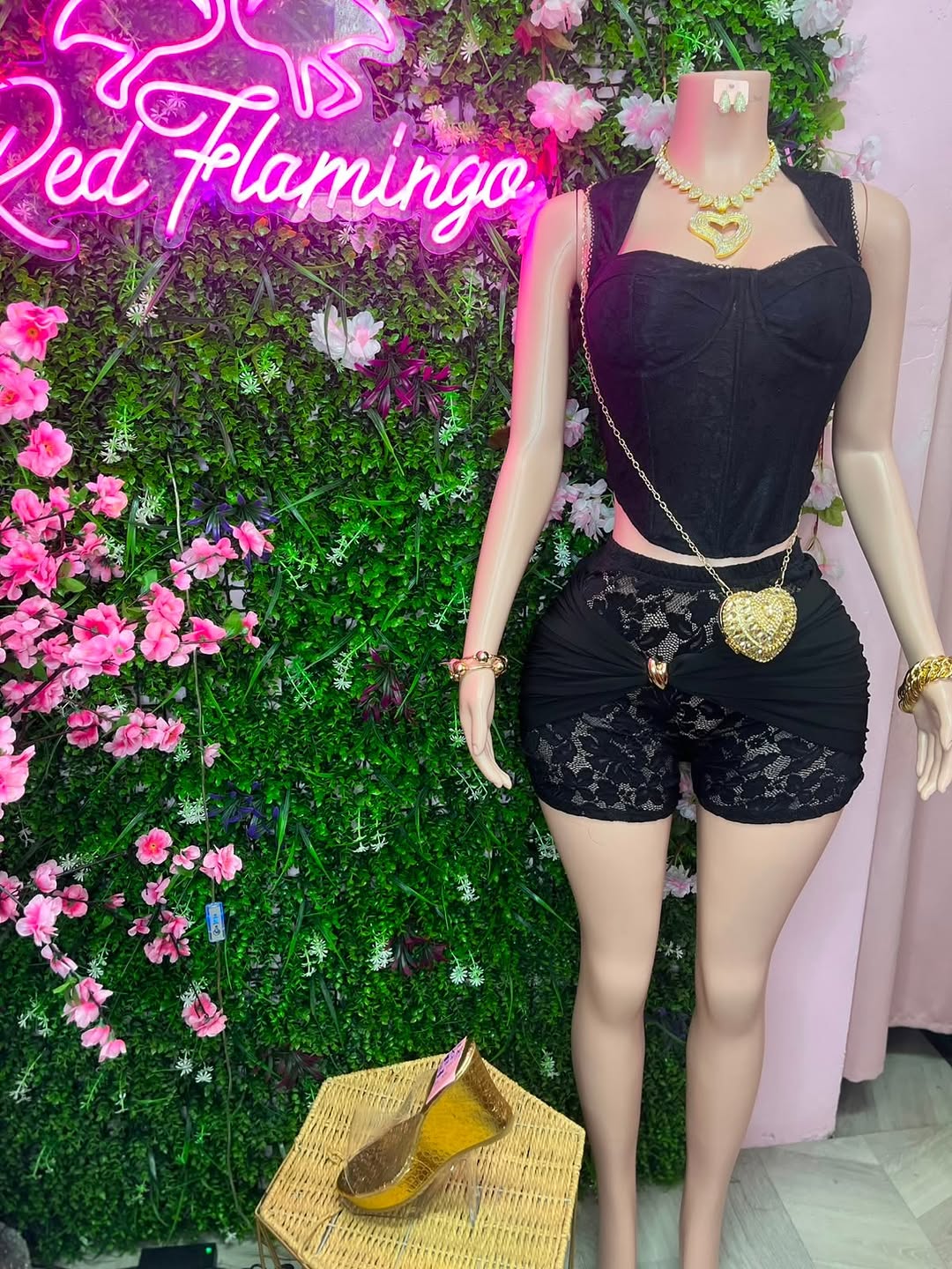 Astria Lace Corset & Becca Lace Tights – $75 Each at Red Flamingo