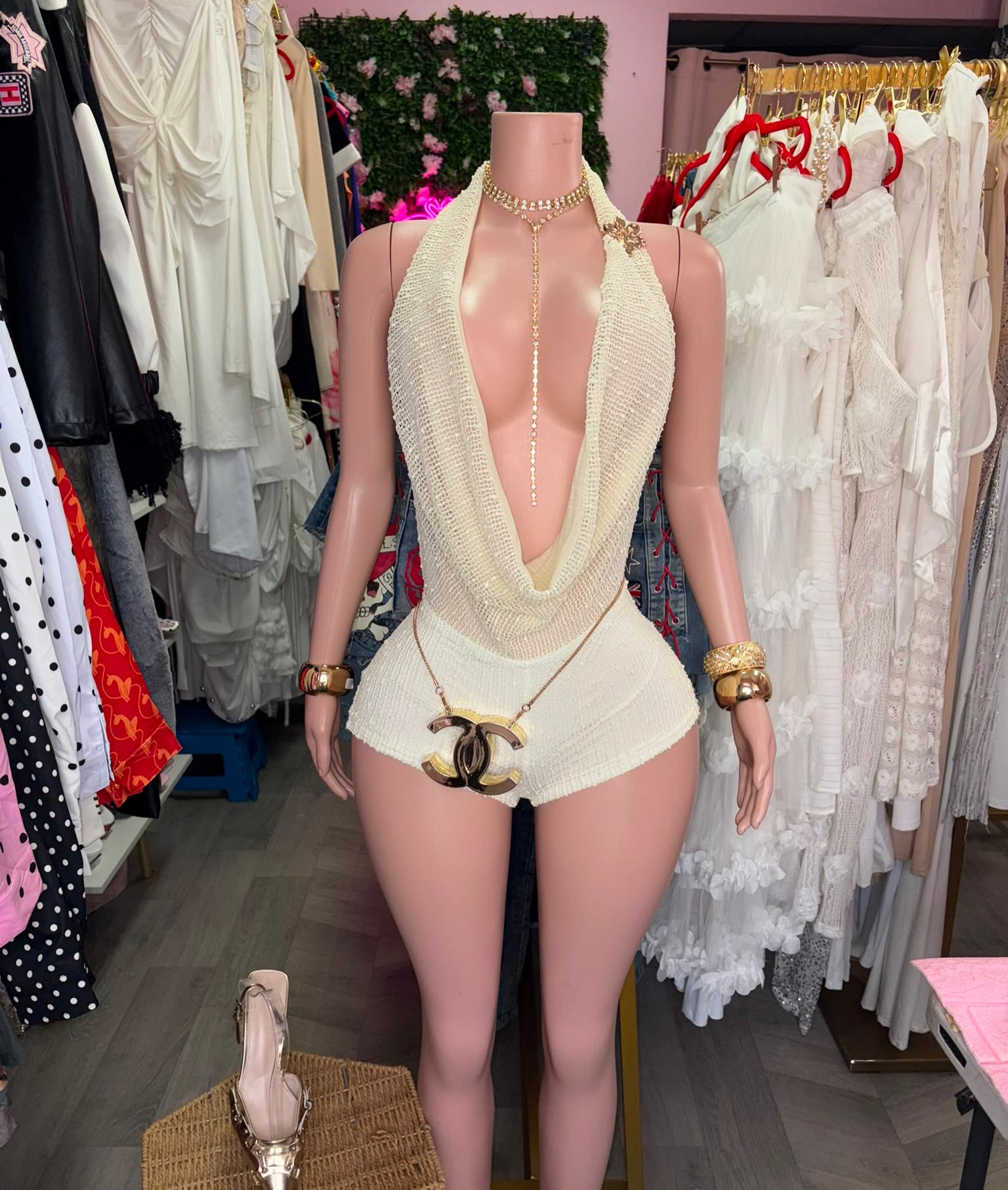 Valerie Cowl Neck Romper – $140 at Shop Red Flamingo