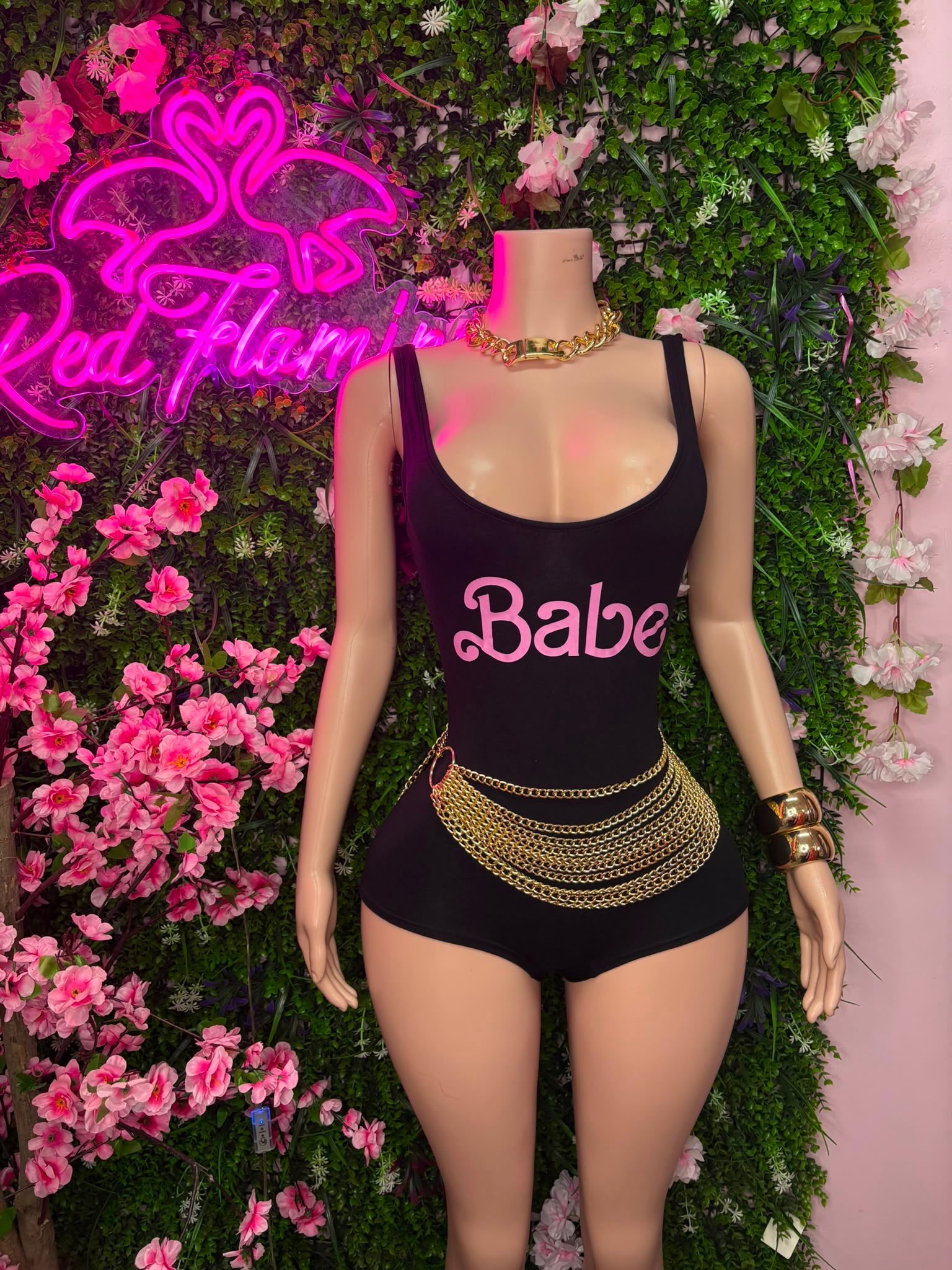 Babe Black BodyCon Romper – $50