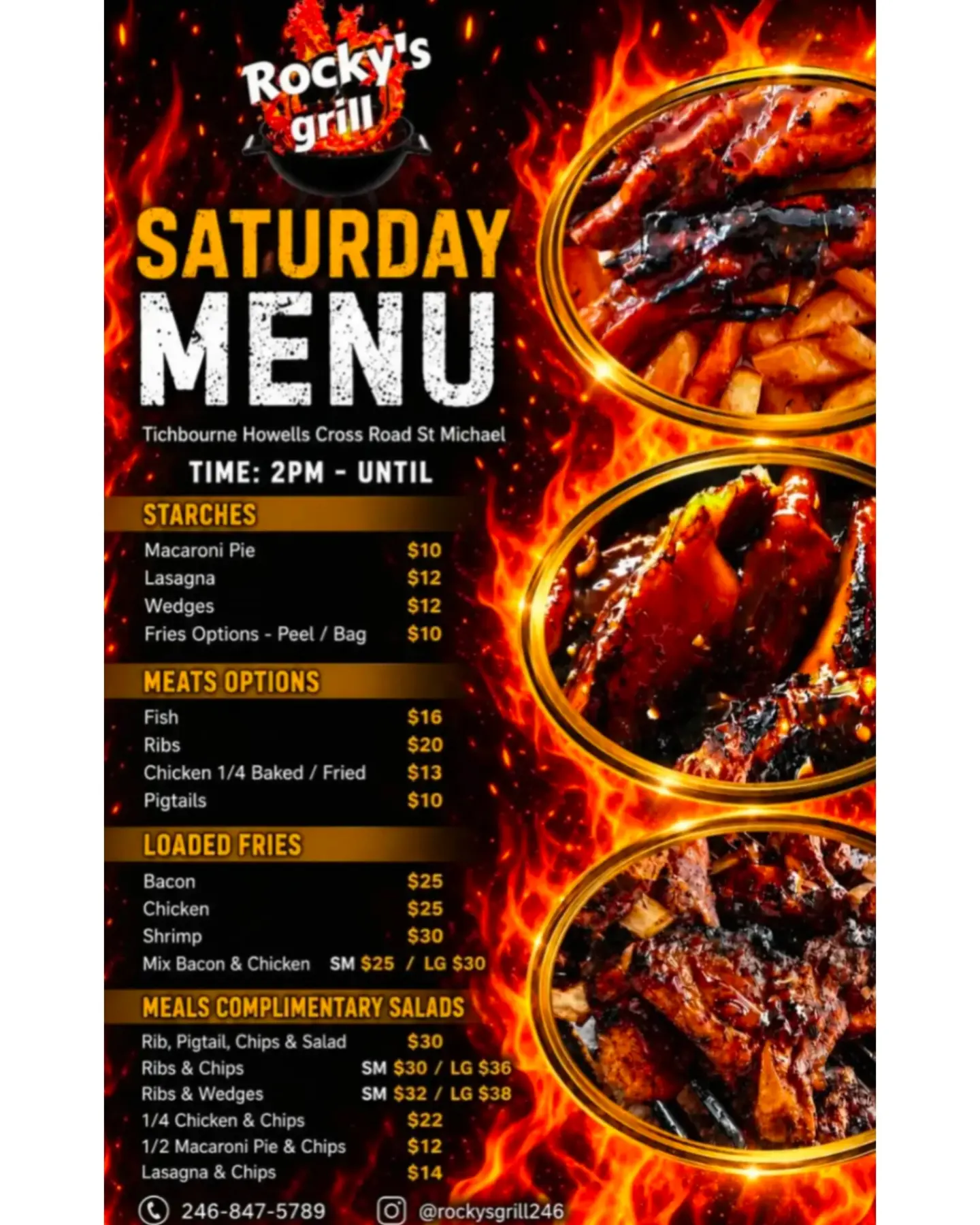 Rocky's Grill Saturday Menu – Grilled Meats, Loaded Fries & Meal Combos from $10