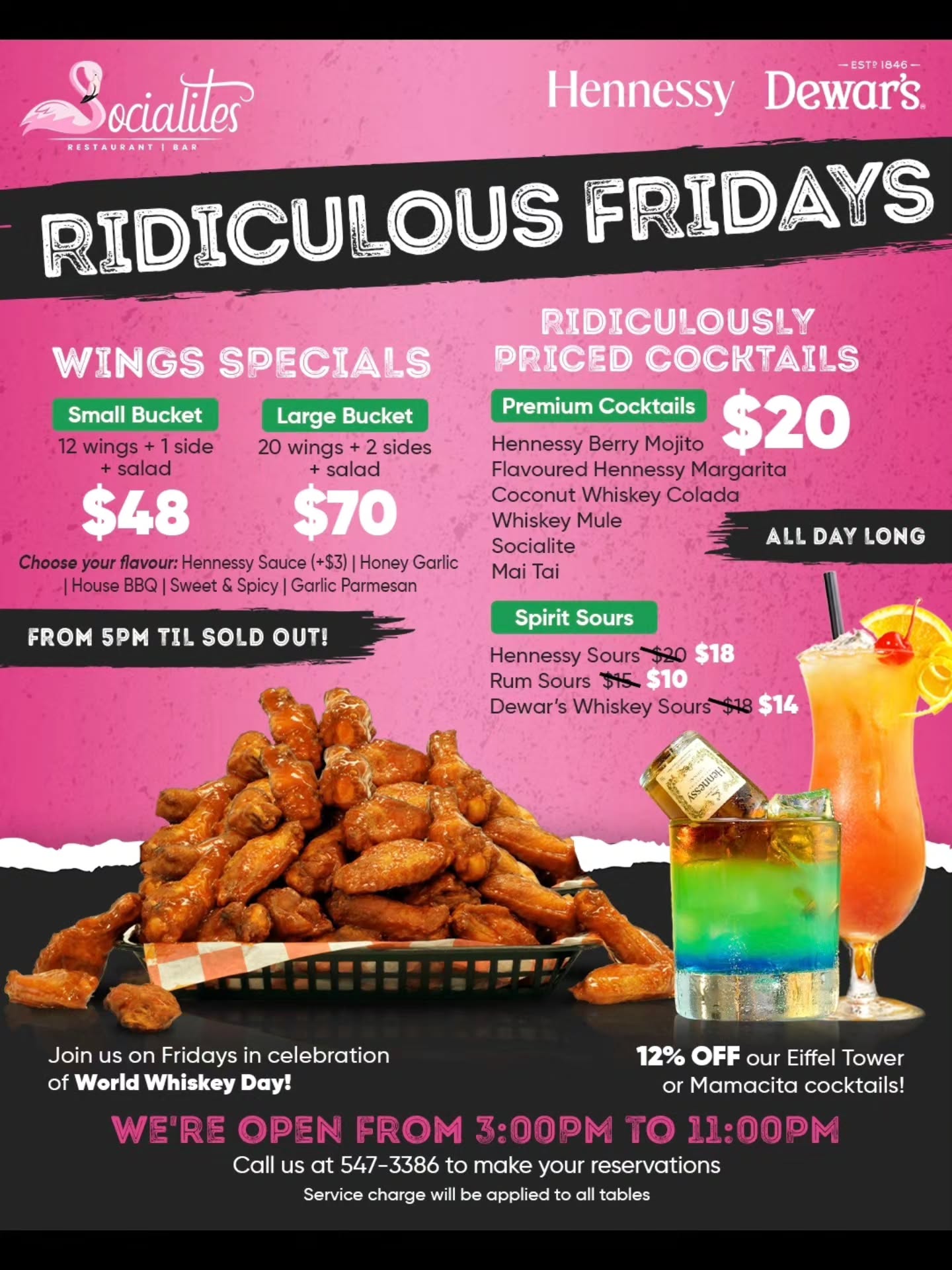 Ridiculous Fridays at Socialites – Wings Specials, Cocktail Deals & More
