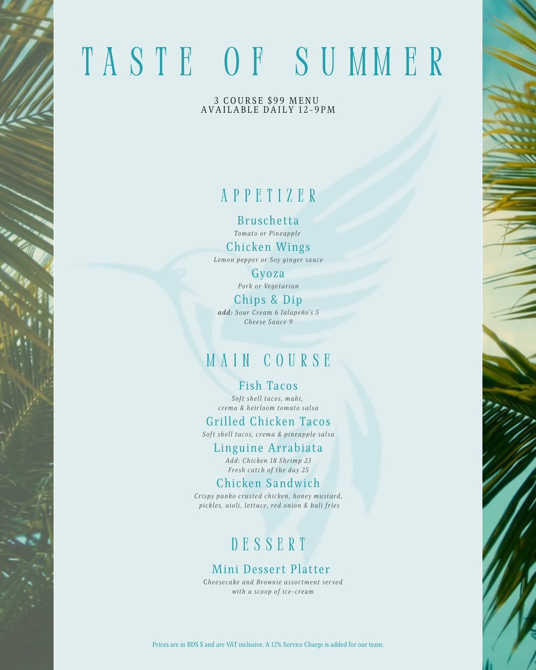 3-Course Summer Menu for $99 with All Day Happy Hour at Bali Beach Club
