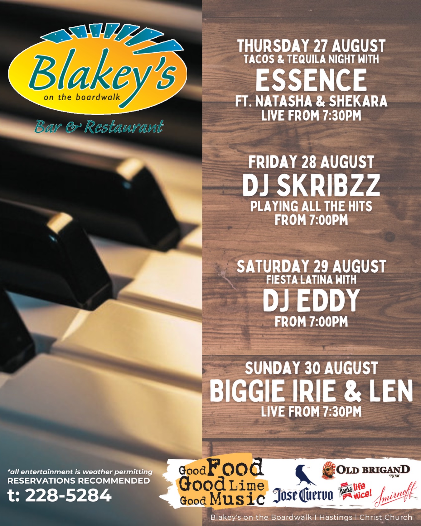 Blakey's on the Boardwalk – Live Music & Events Week (Aug 27–30)
