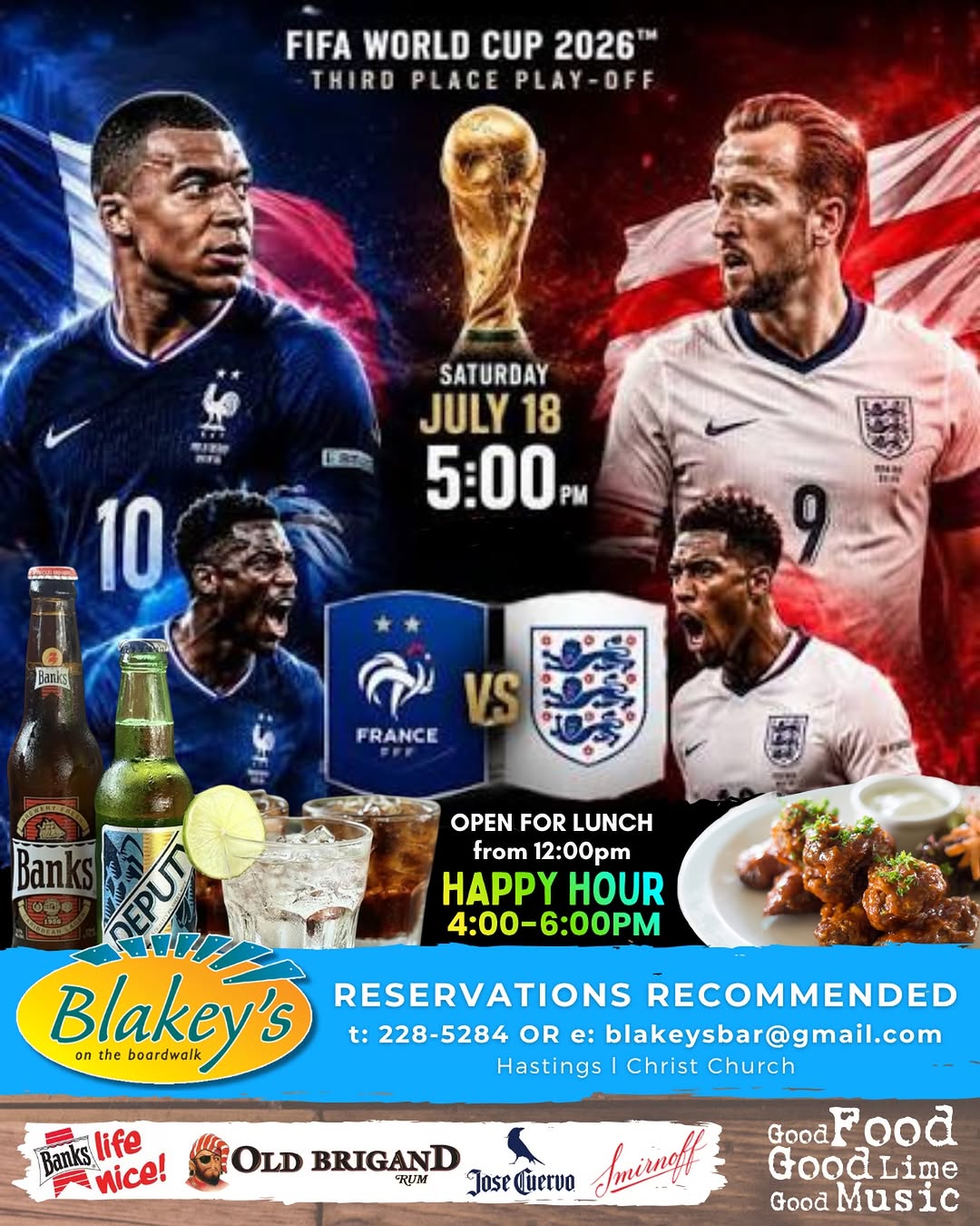FIFA World Cup 2026 Third Place Play-Off Watch Party – Happy Hour 4–6PM