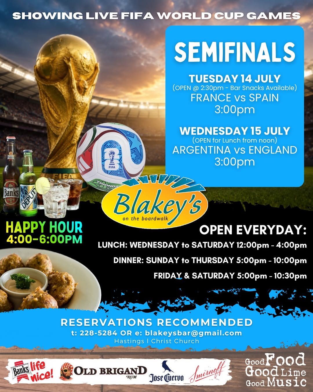 FIFA World Cup Semifinals Live at Blakey's on the Boardwalk