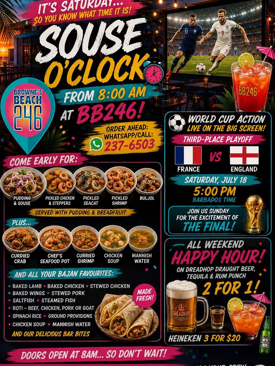 Souse O'Clock Saturday + All Weekend Happy Hour & World Cup Viewing at BB246