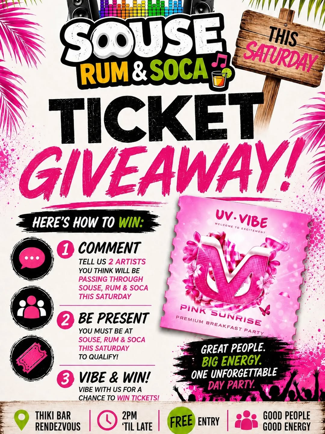 Souse Rum & Soca – Free Entry Day Party & Ticket Giveaway at Thiki Bar