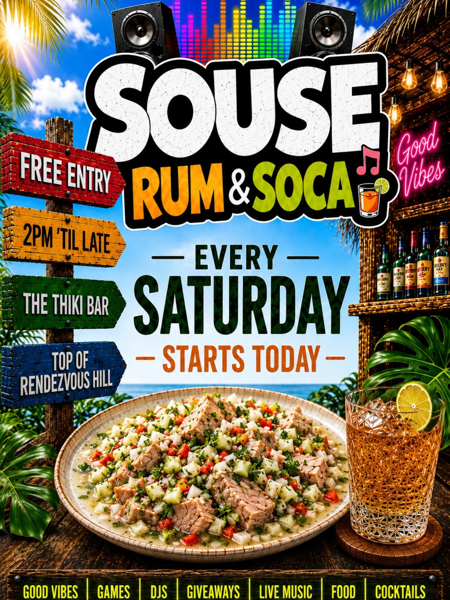 Souse Rum & Soca – Free Entry Every Saturday at The Thiki Bar