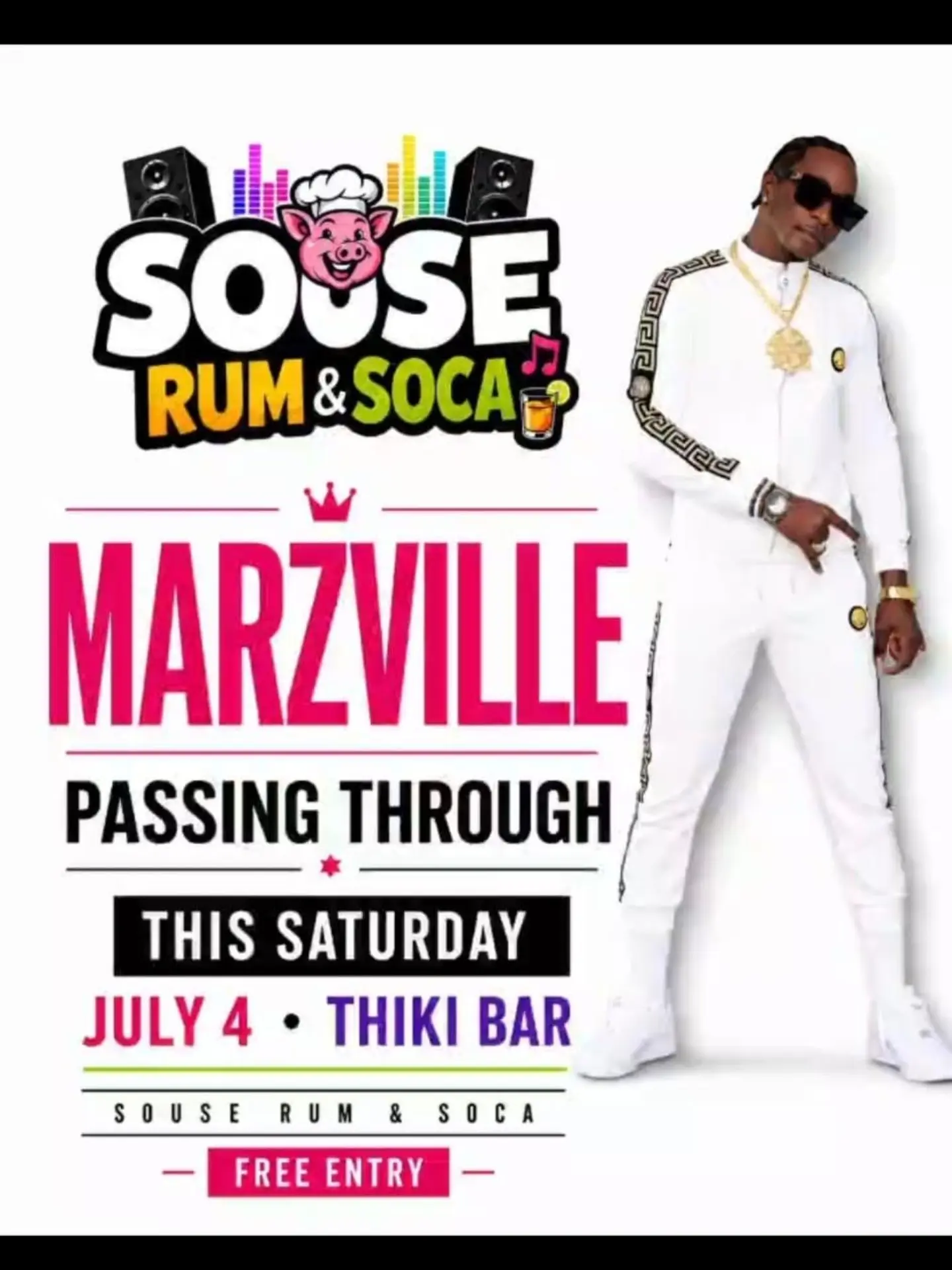 Souse Rum & Soca – Free Entry Every Saturday at The Thiki Bar