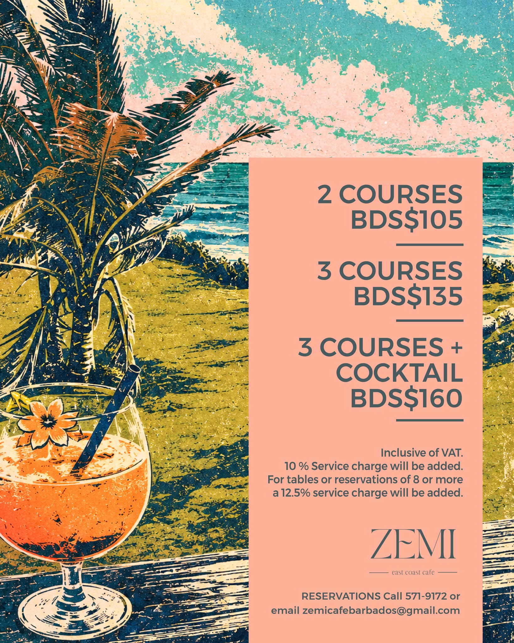 Coastal Spice Menu II – 2- or 3-Course Anniversary Menu at Zemi East Coast Café