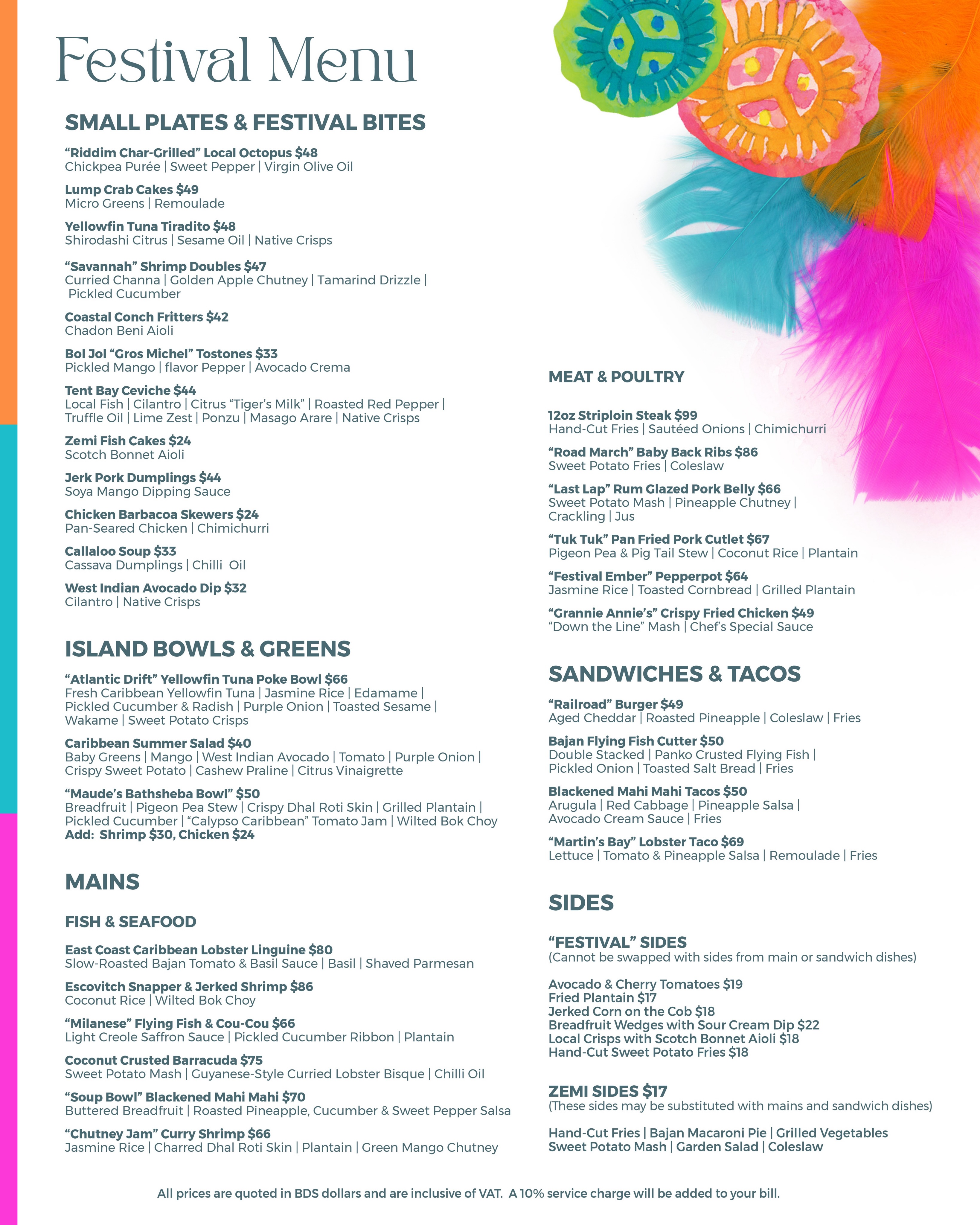 Zemi East Coast Cafe Festival Menu – July 2 to August 31