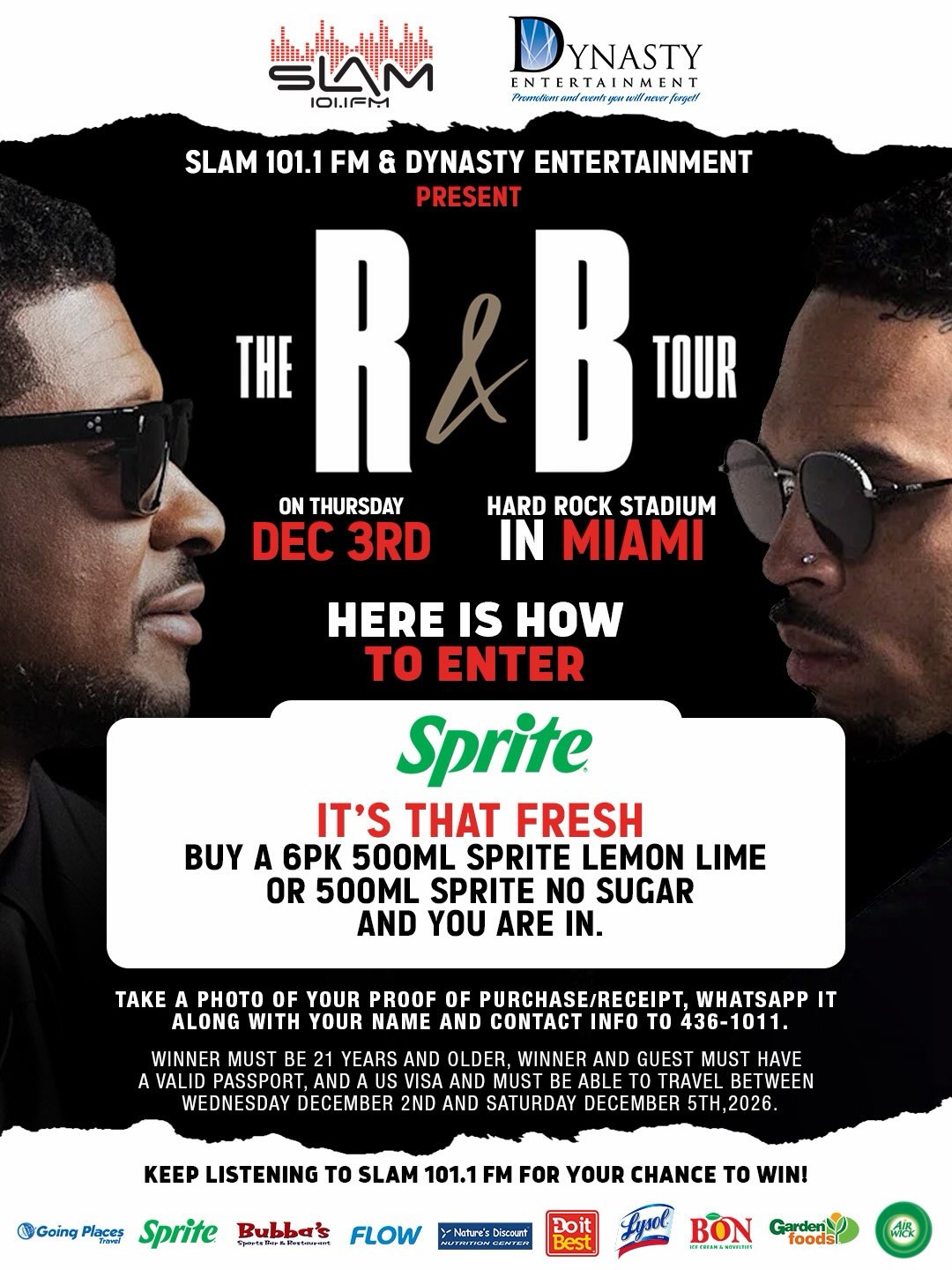 Win a Trip to Miami for The R&B Tour with Sprite Purchase