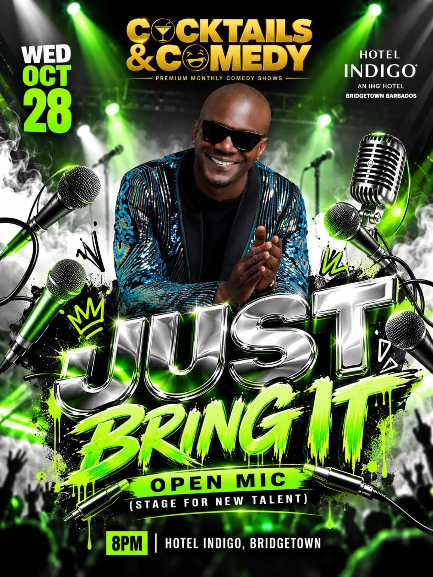 Cocktails & Comedy: Just Bring It Open Mic Night at Hotel Indigo