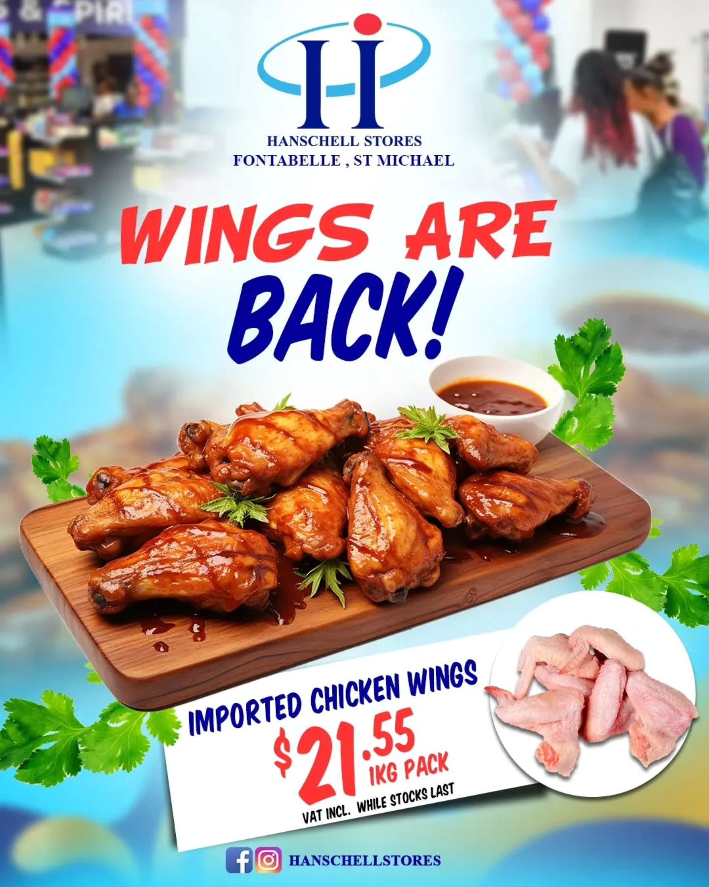Imported Chicken Wings $21.55 per 1kg Pack
