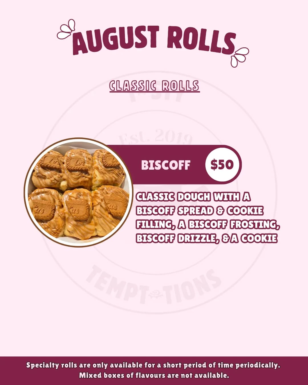 August Rolls Menu – Classic & Specialty Cinnamon Rolls from $35